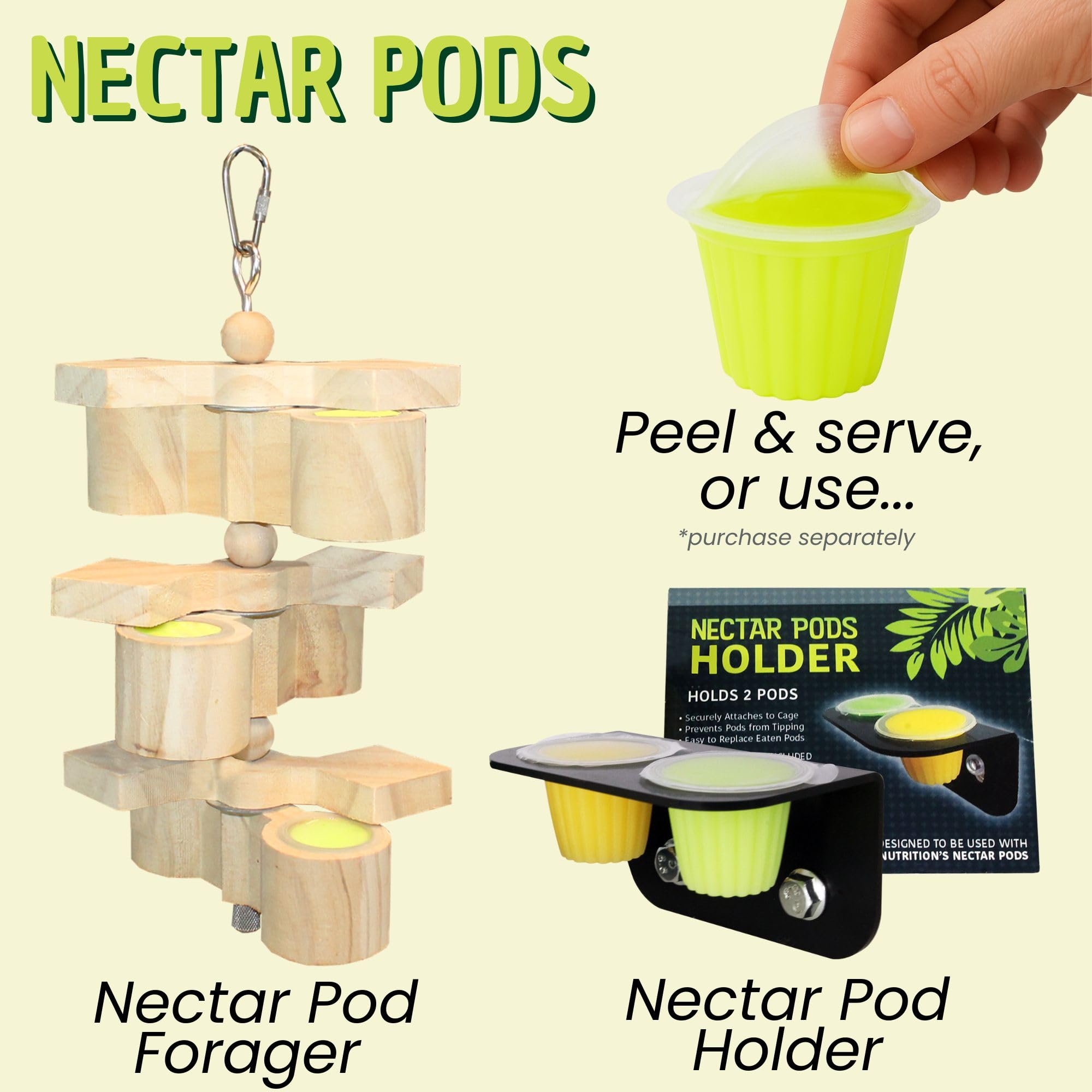 Exotic Nutrition Nectar Pods Variety 5 Pack - 40 Calcium-Fortified Jelly Fruit Pods for Small Pets