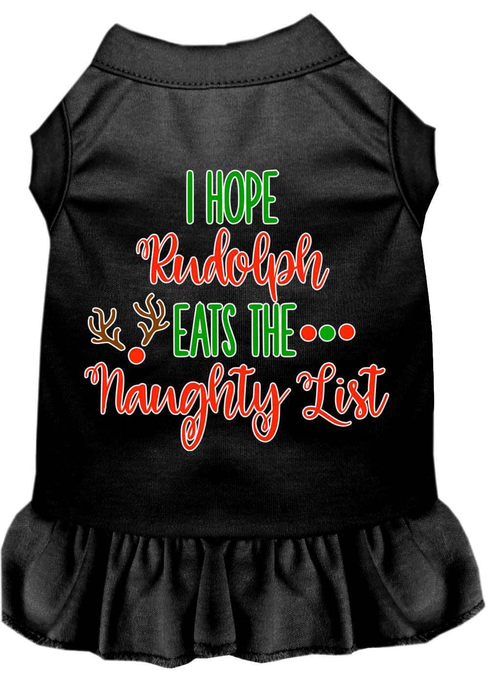 Christmas Pet Dog & Cat Dress Screen Printed, &quot;I Hope Rudolph Eats The Naughty List&quot; White 3XL (25-35 lbs.)