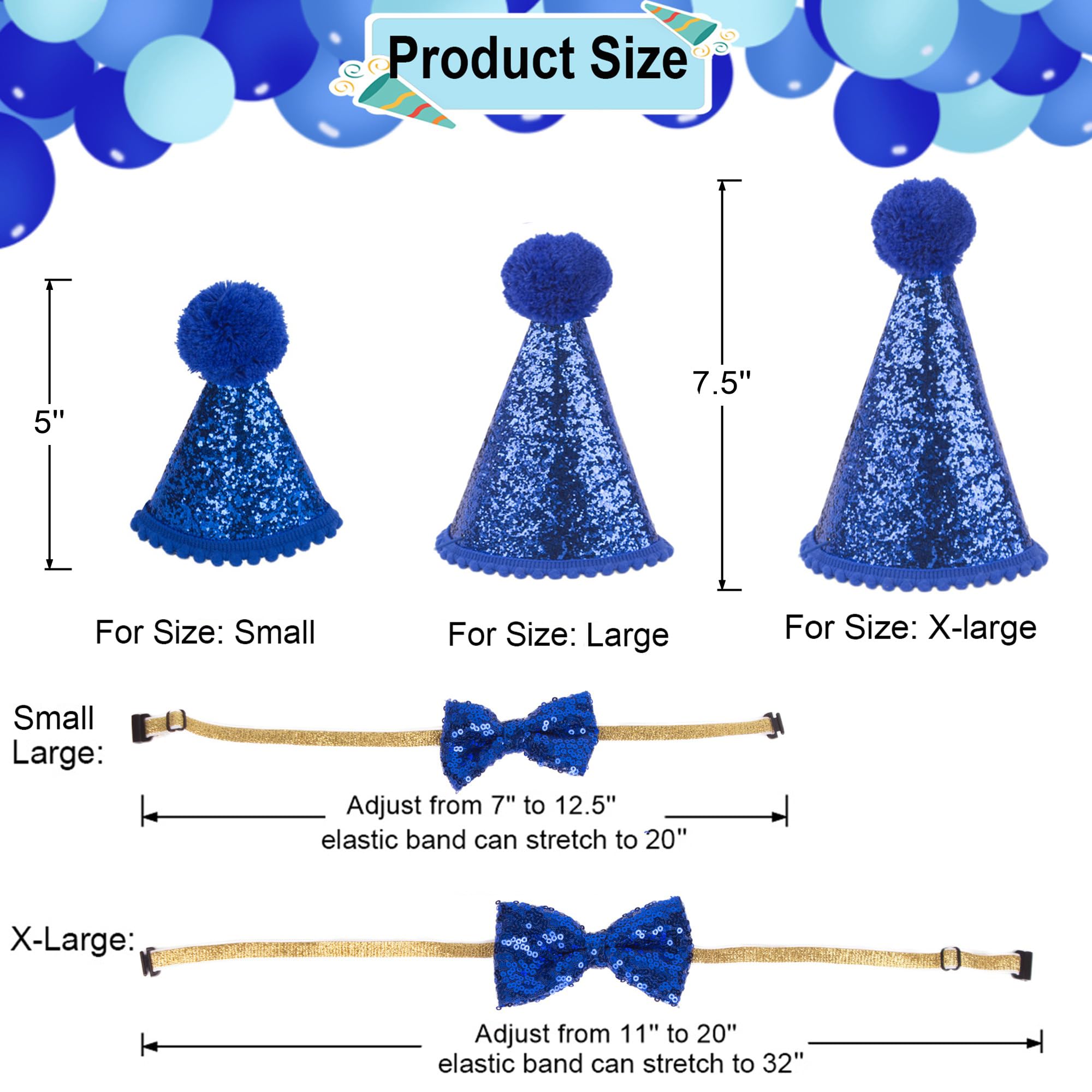 Adoggygo Dog Birthday Party Supplies, Multi Size Offered, Blue Dog Birthday Hat Bandana Numbers Bow Set For Large X-Large Dogs P