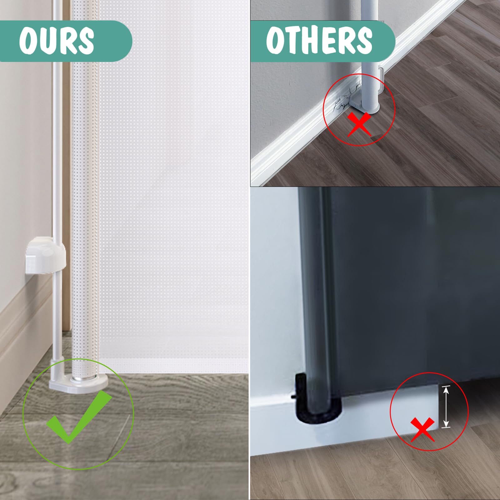 Cumbor 76' Wide Long Retractable Baby Gates For Stairs, Mesh Dog Gate For The House, 34' Tall Extra Wide Pet Gate For Dogs, Child Safety Gates For Doorways, Hallways, Cat Gate Indoor/Outdoor(White)