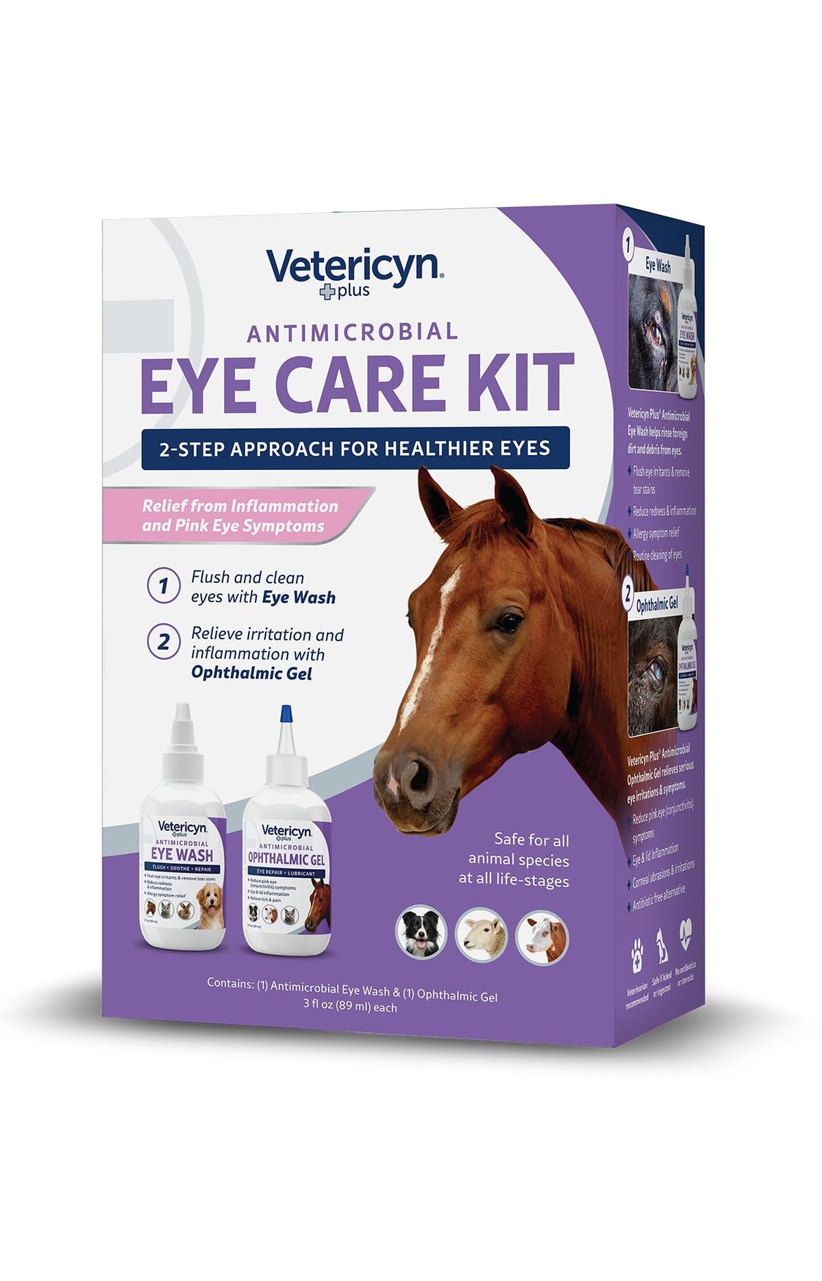 Vetericyn Plus Dog And Cat Eye Care | Flush And Soothe Eye Irritations, Dog Tear Stain Cleaner, Safe For All Animals. (Eye Care Kit)