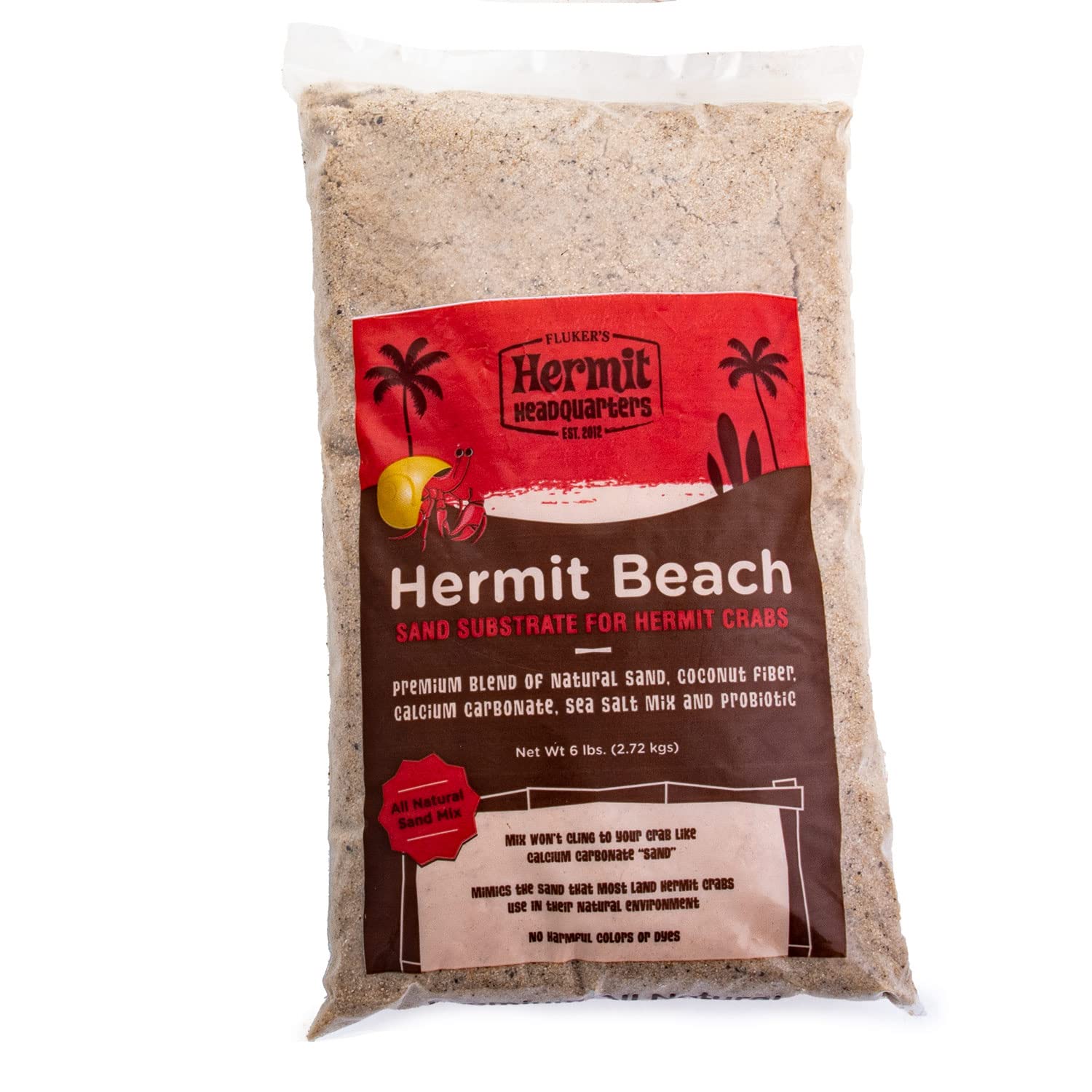Fluker'S All Natural Premium Hermit Crab Sand Substrate, Sand Mixture With Coconut Fiber, For Hermit Crab Tanks, 6 Lbs.