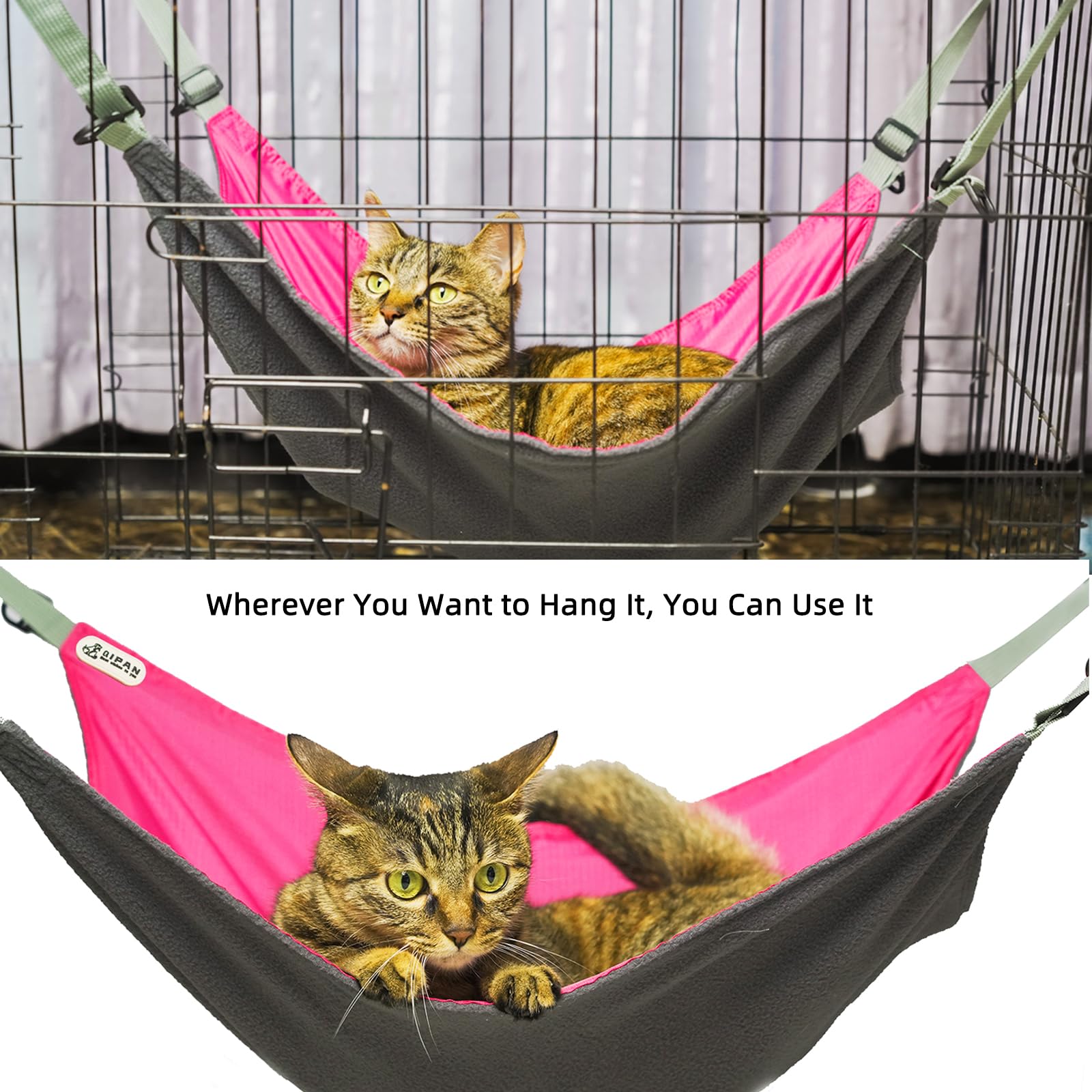 Qipan Extra Large Hanging Cat Hammock, Bed & Mat - Washable, Waterproof, Cooling Pad For Cats 26 X 20 Inches (Xx-Large, Red)