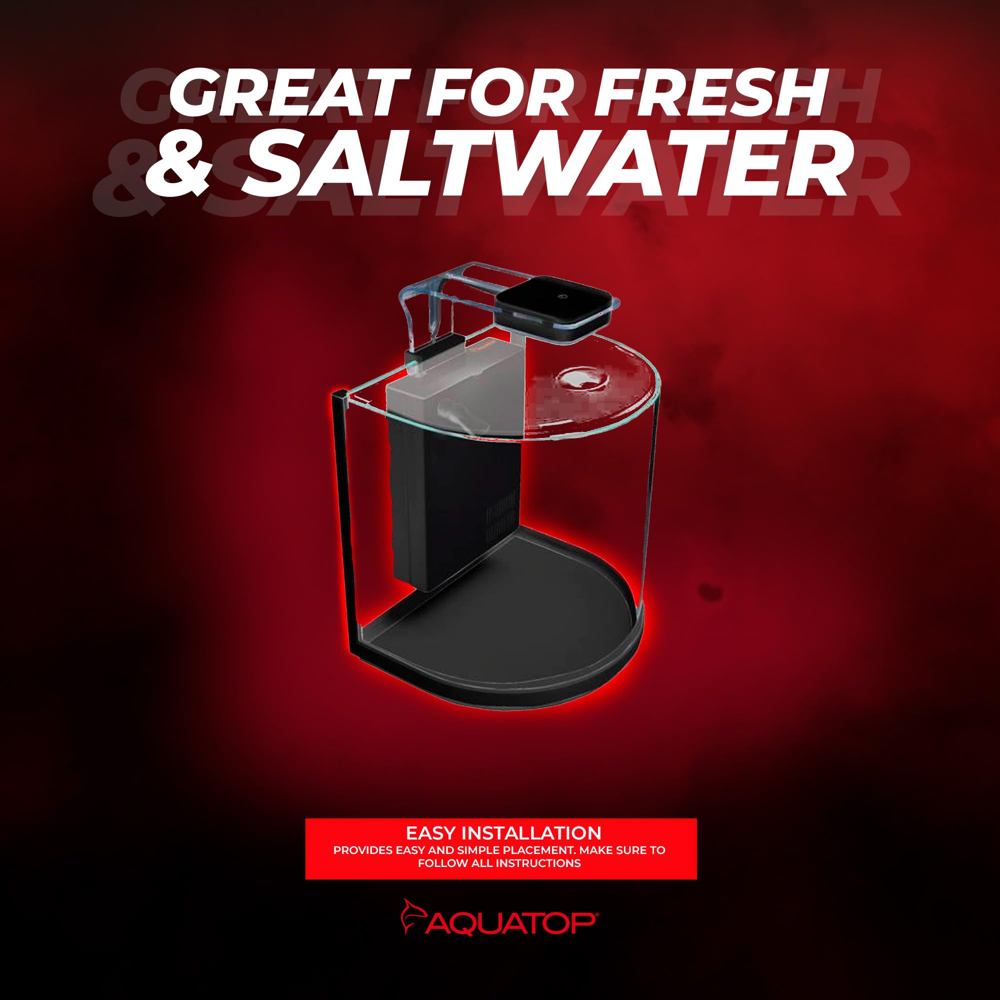 Aquatop Pisces Curved Bowfront Aquarium, 5 Gallons, 53Gph – Nano Semi-Circle Glass Aquarium Kit, For Salt & Freshwater Fish Tanks, Touch Sensitive Led Light, All In One Tank With Filter