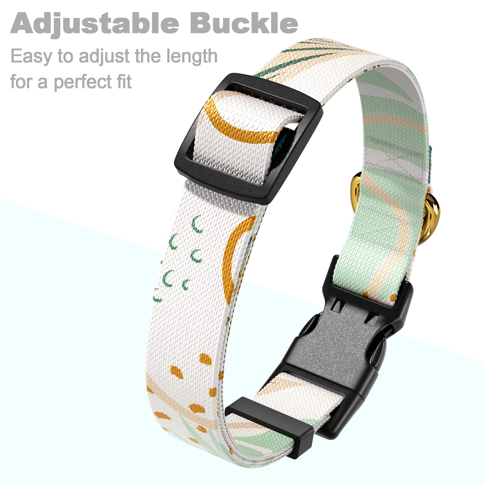 Rnivvi Dog Collar For Large Dogs, Cute Boho Heavy Duty Adjustable Puppy Collar With Quick Release Buckle For Girl & Female, Pet