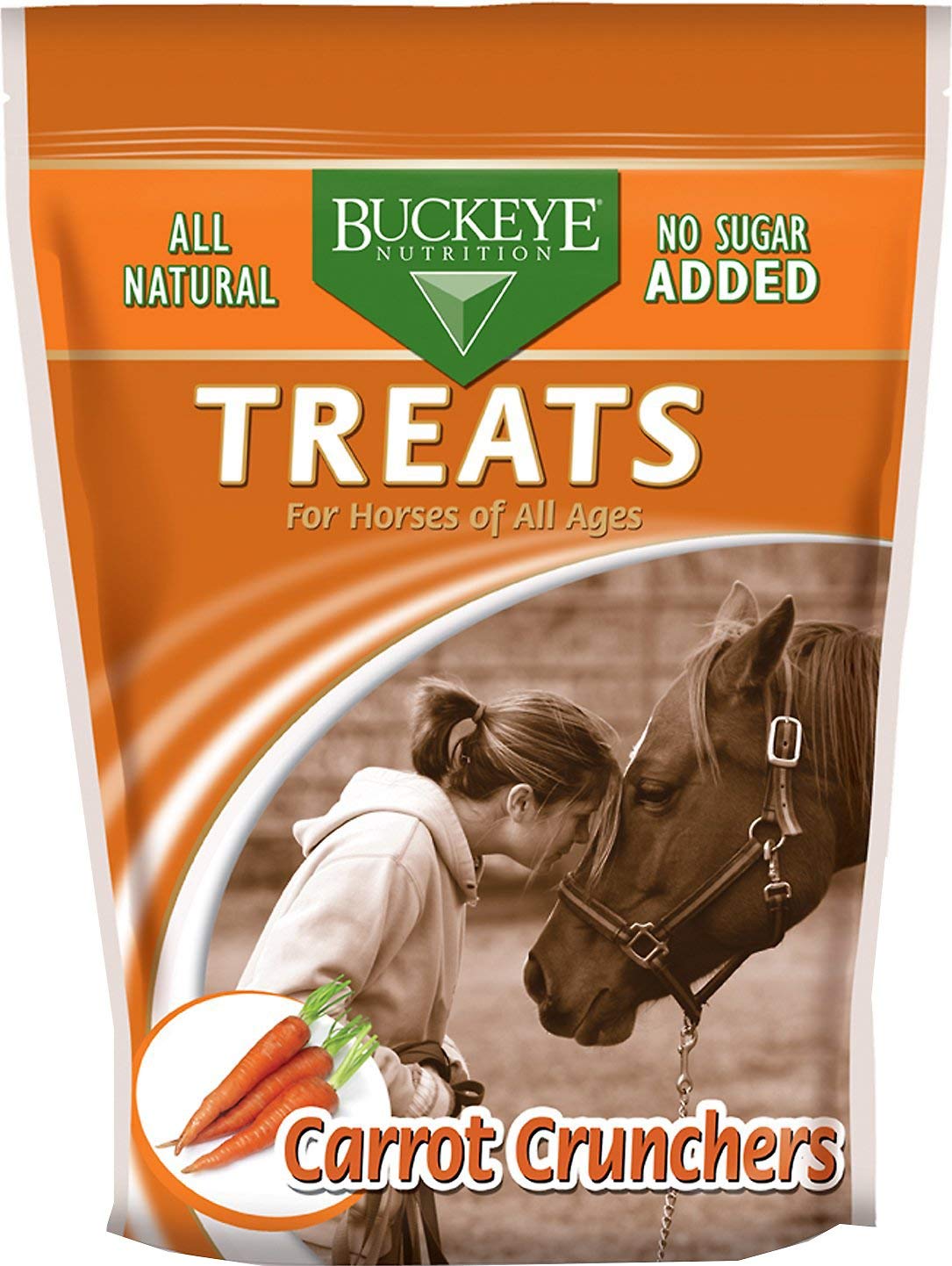 Buckeye All-Natural Sugar-Free Carrot Crunchers Horse Treats, 4 Pound Bag
