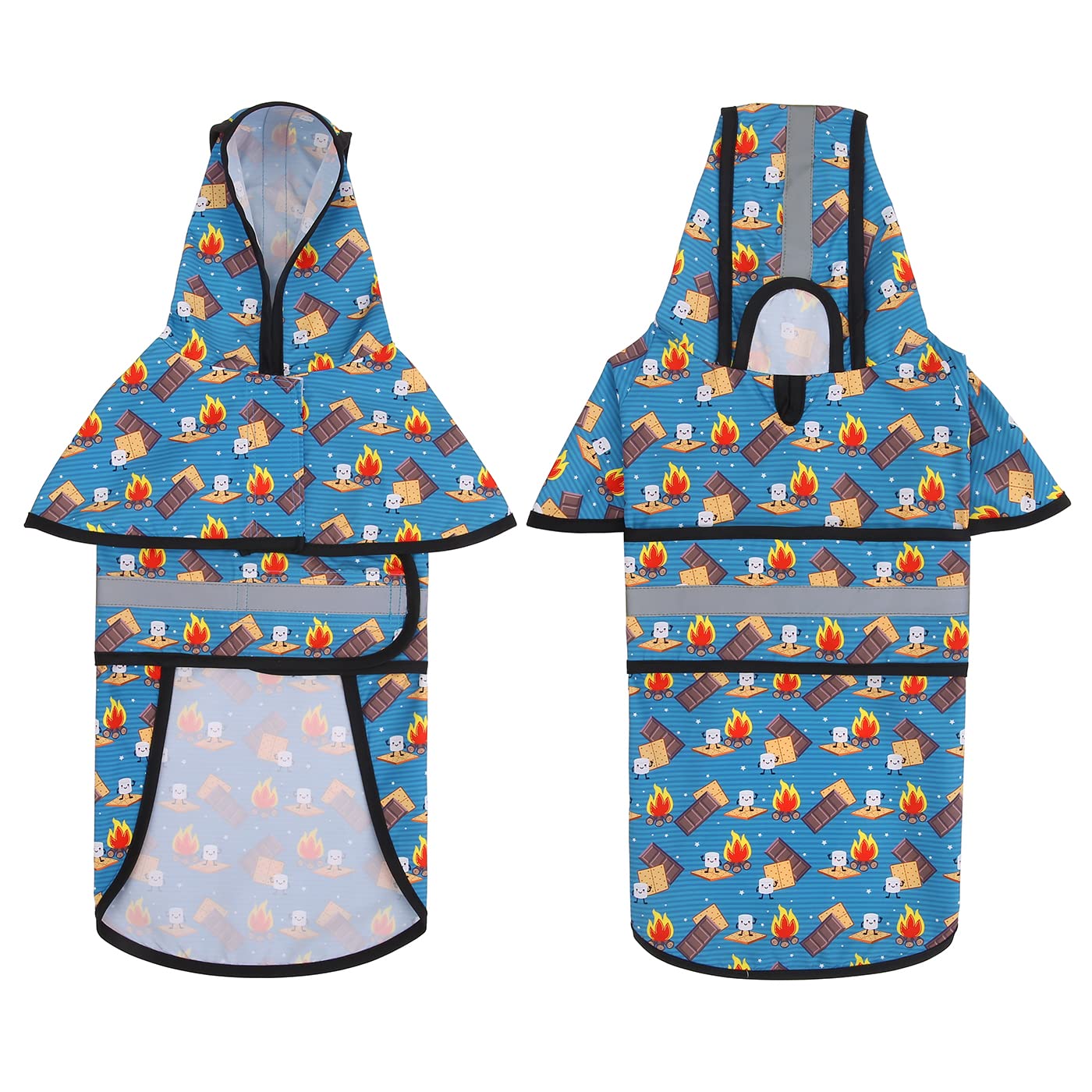 Hde Dog Raincoat Hooded Slicker Poncho For Small To X-Large Dogs And Puppies Happy Camper - Xl