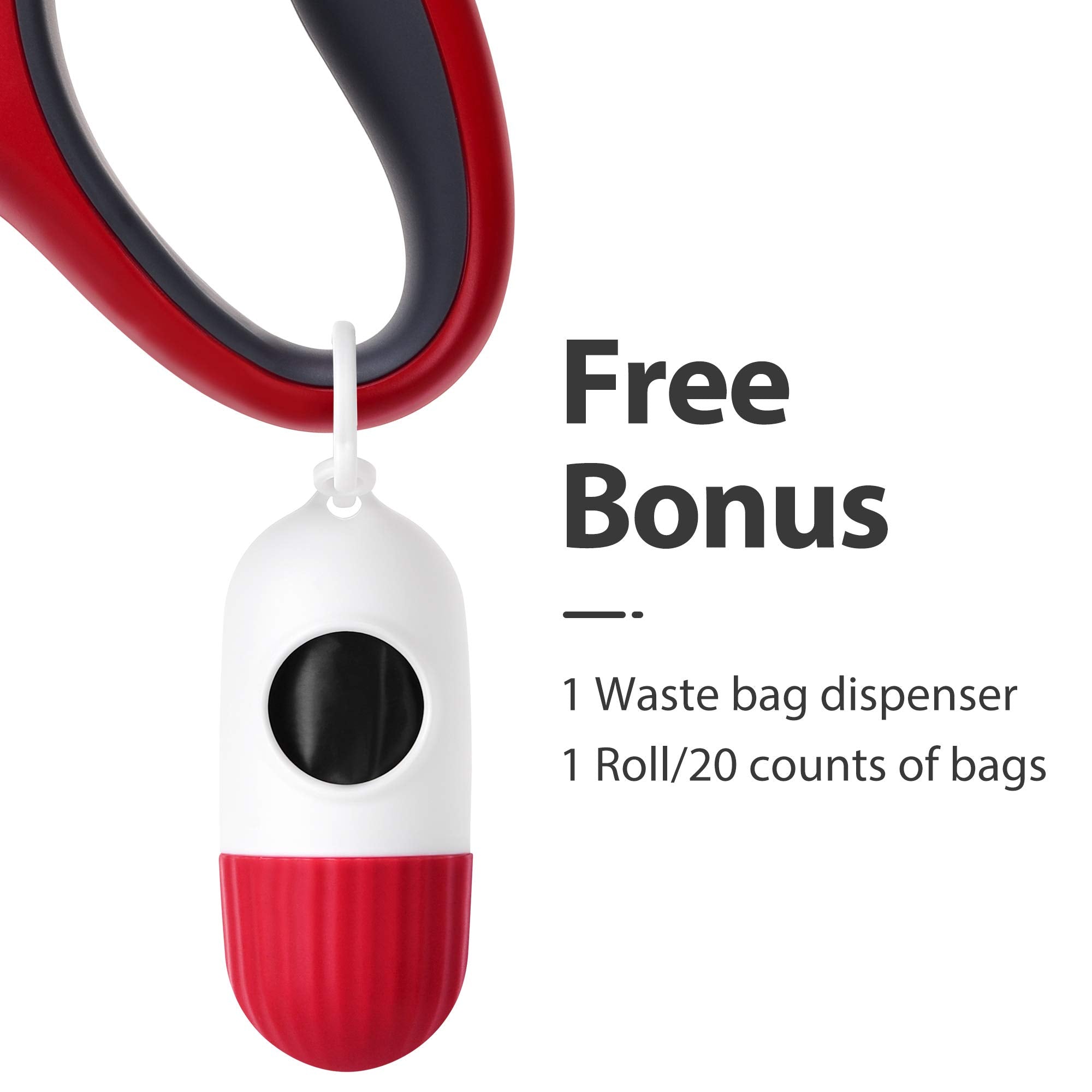 Fida Retractable Dog Leash For Large Breed Up To 110 Lbs, 16 Ft Heavy Duty Pet Walking Leash With Dispenser And Poop Bags, Anti-Slip Handle, Reflective Strong Nylon Tape (L, Red)