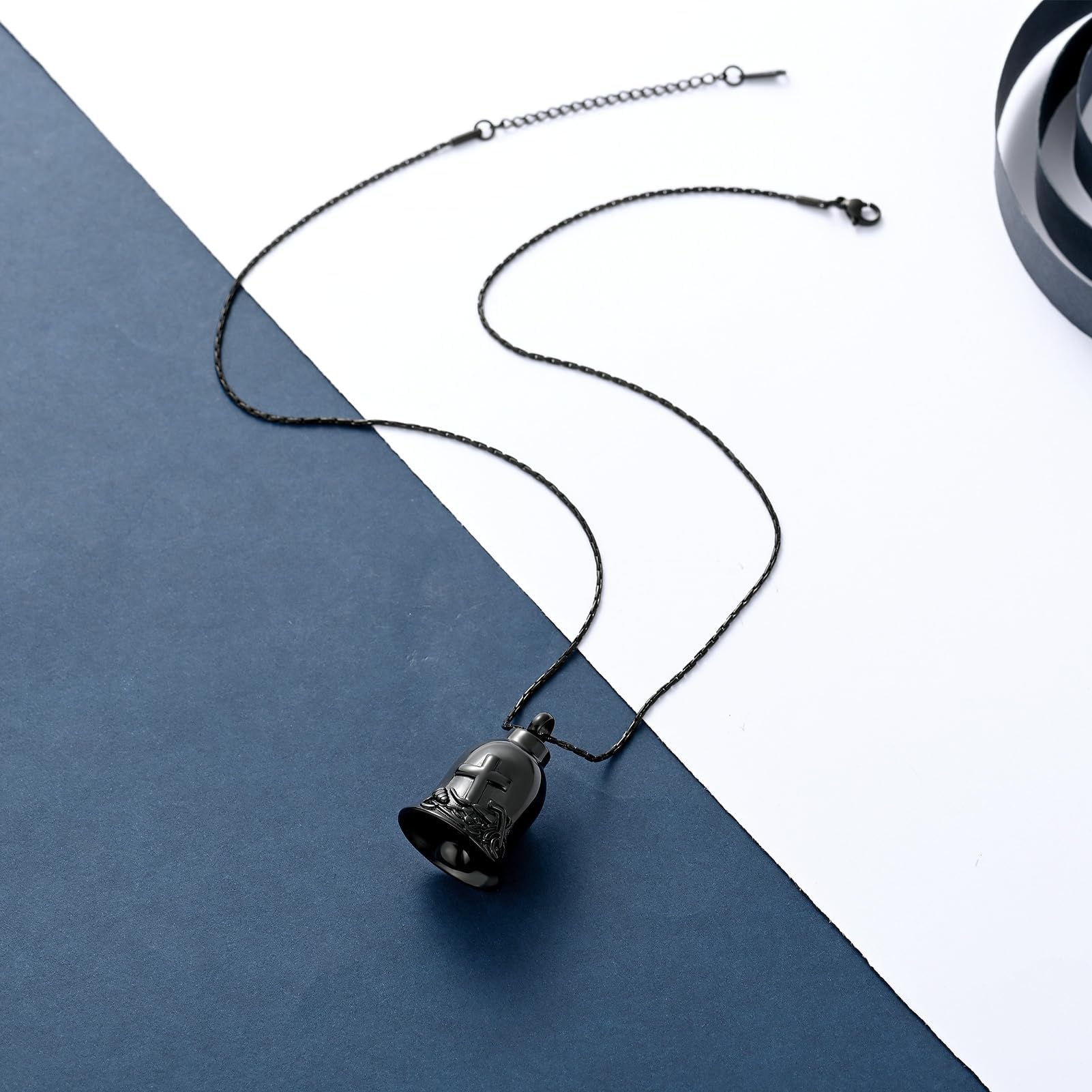 Aiwenxi Bell Urns Necklace Cross Motorcycle Cremation Keychain Urns Keychain Keepsakes Memorial Ash Pendant Jewelry