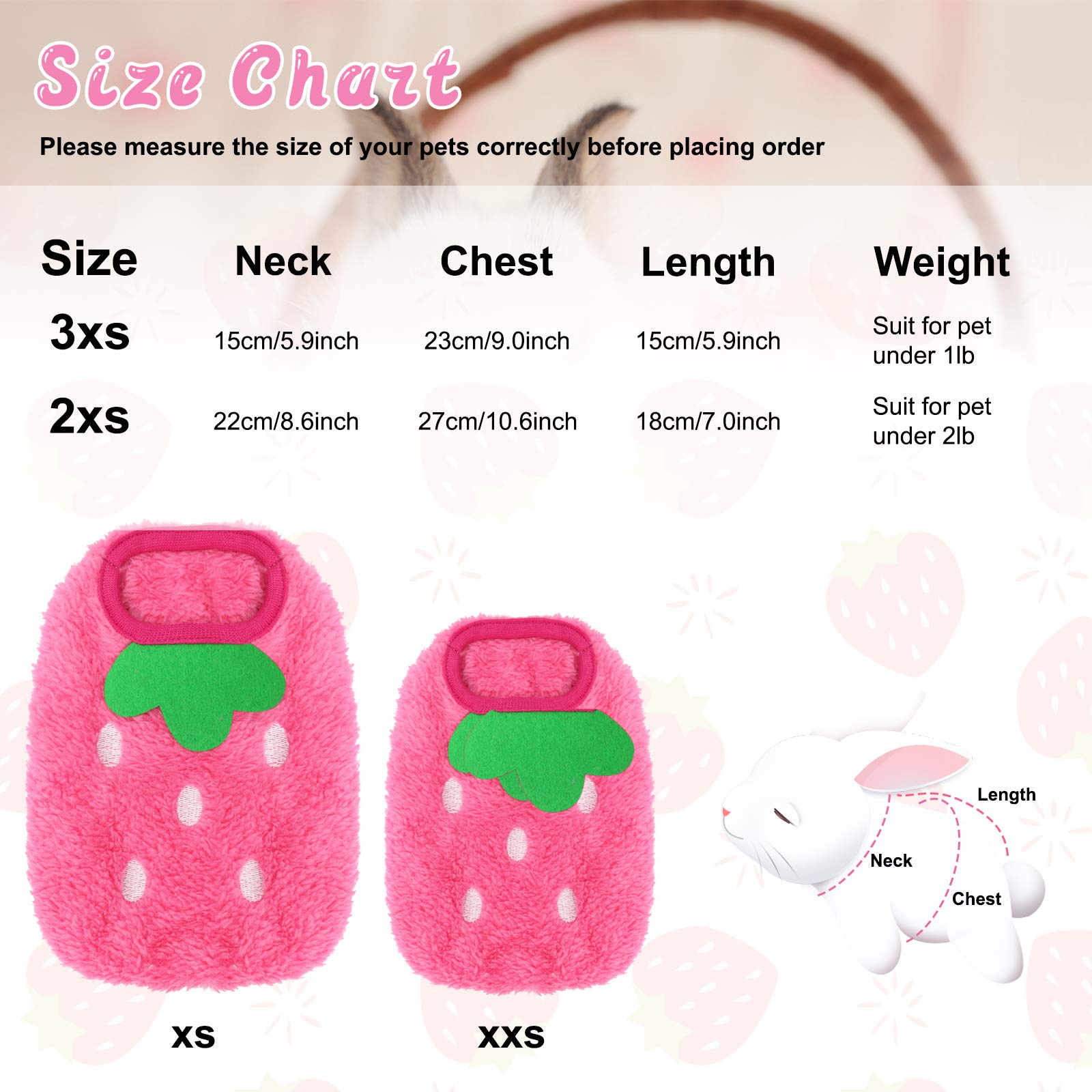 Hylyun Rabbit Clothes 2 Packs - Small Animal Bunny Outfit Warm Vest Cozy T-Shirt For Rabbit Ferret Kitten Chihuahua And Other Small Animals…