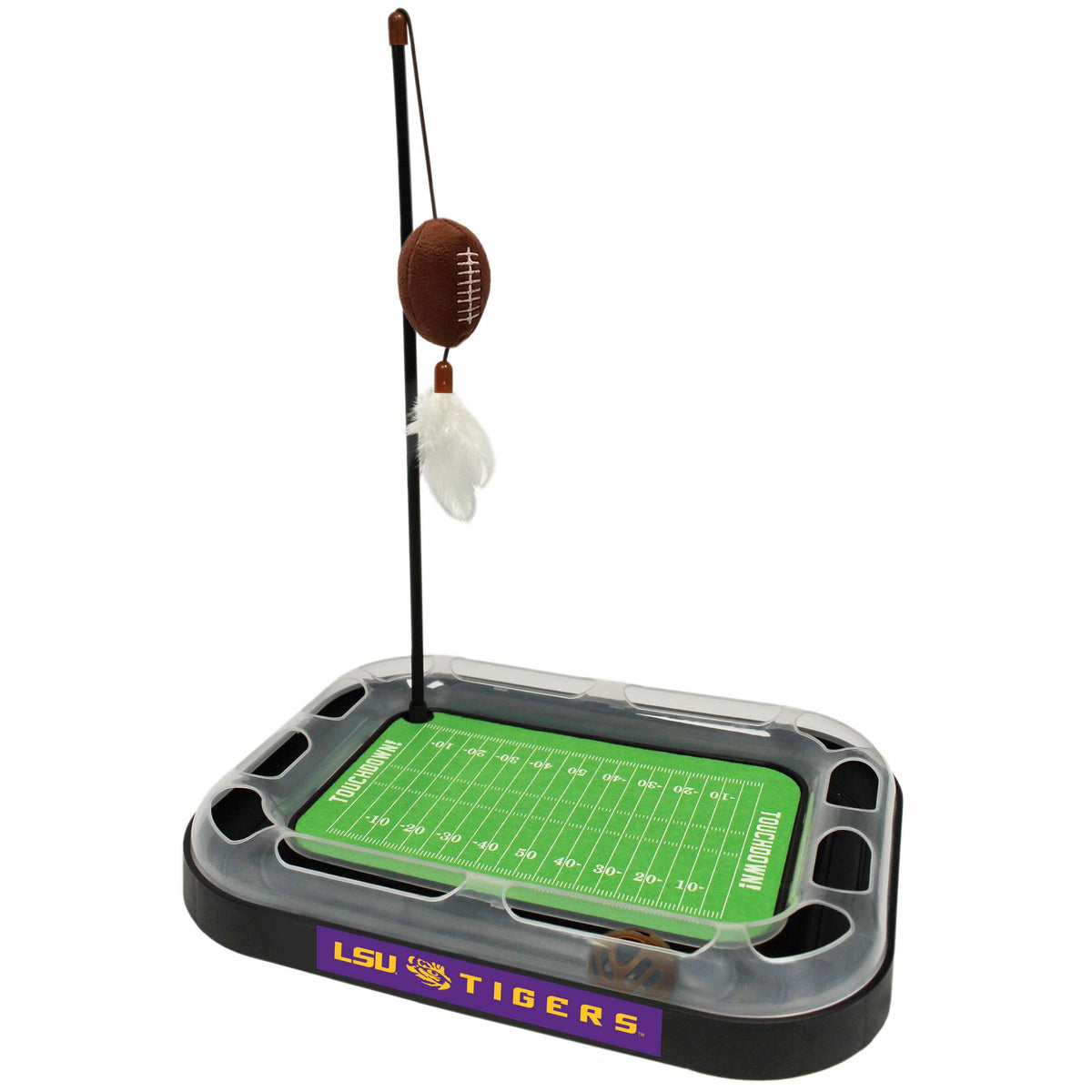 Pets First Football Field Cat Scratcher Toy With Catnip Filled Plush Football Toy & Feather Cat Toy Hanging, With Jingle Bell In
