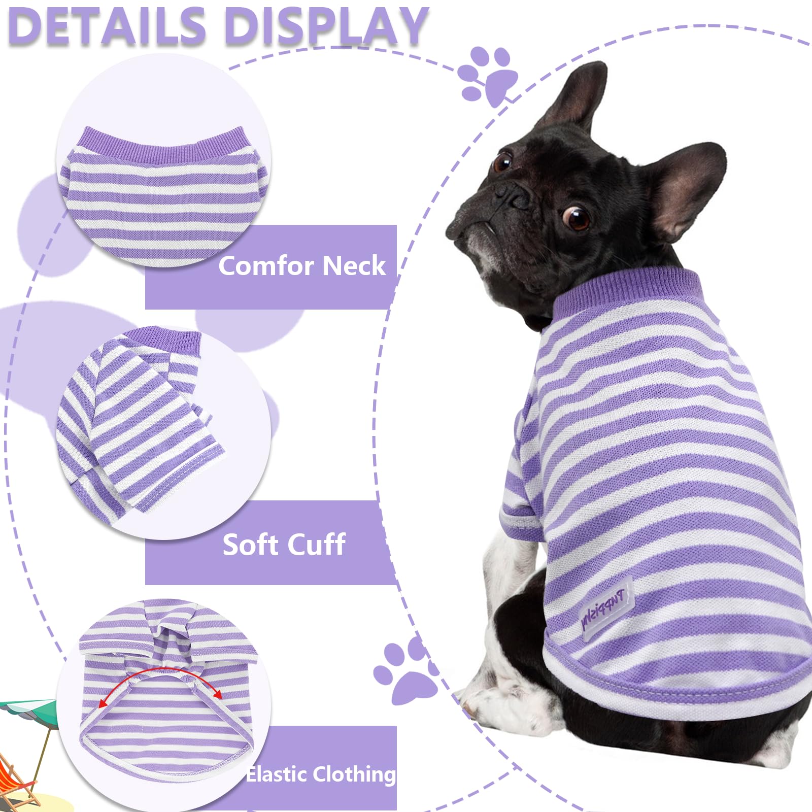 2 Pieces Small Dog Clothes Stripe Dog Clothes For Small Dogs Summer Dog Shirt Cute Soft Puppy Clothes Bresthable Chihuahua Cat C