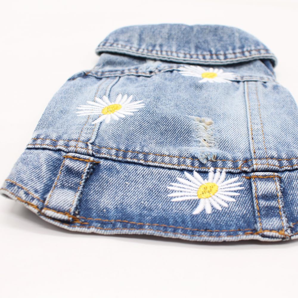 Pet Clothes Denim Dog Costume Summer Cowboy Vest Daisy Shirt Jeans Jacket Puppy Clothing For Chihuahua Yorkies Xxl