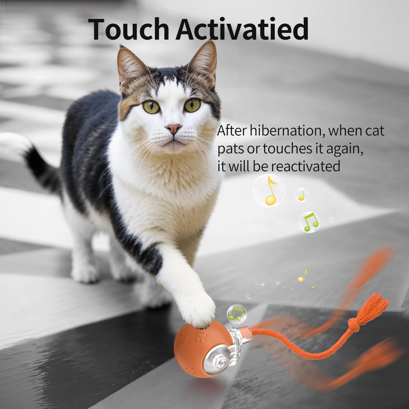 Interactive Cat Toys, Automatic Moving Cat Toys For Bored Indoor Adult Cats, Fast Rolling, Chirping & Motion-Activated Cat Toys,