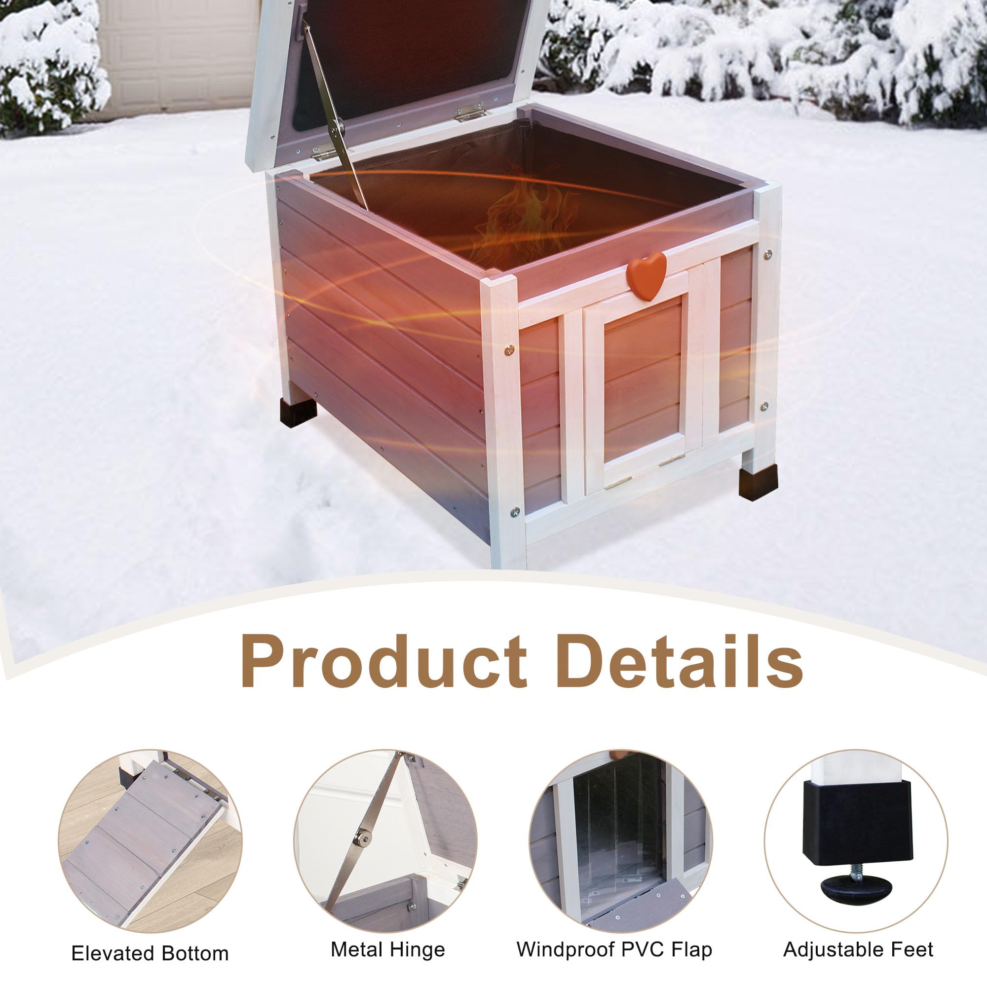 Weatherproof Cat House For Outdoor Cats In Winter, 100% All-Around Insulated Outdoor Cat Shelter With Warm Liner For Outside Fer