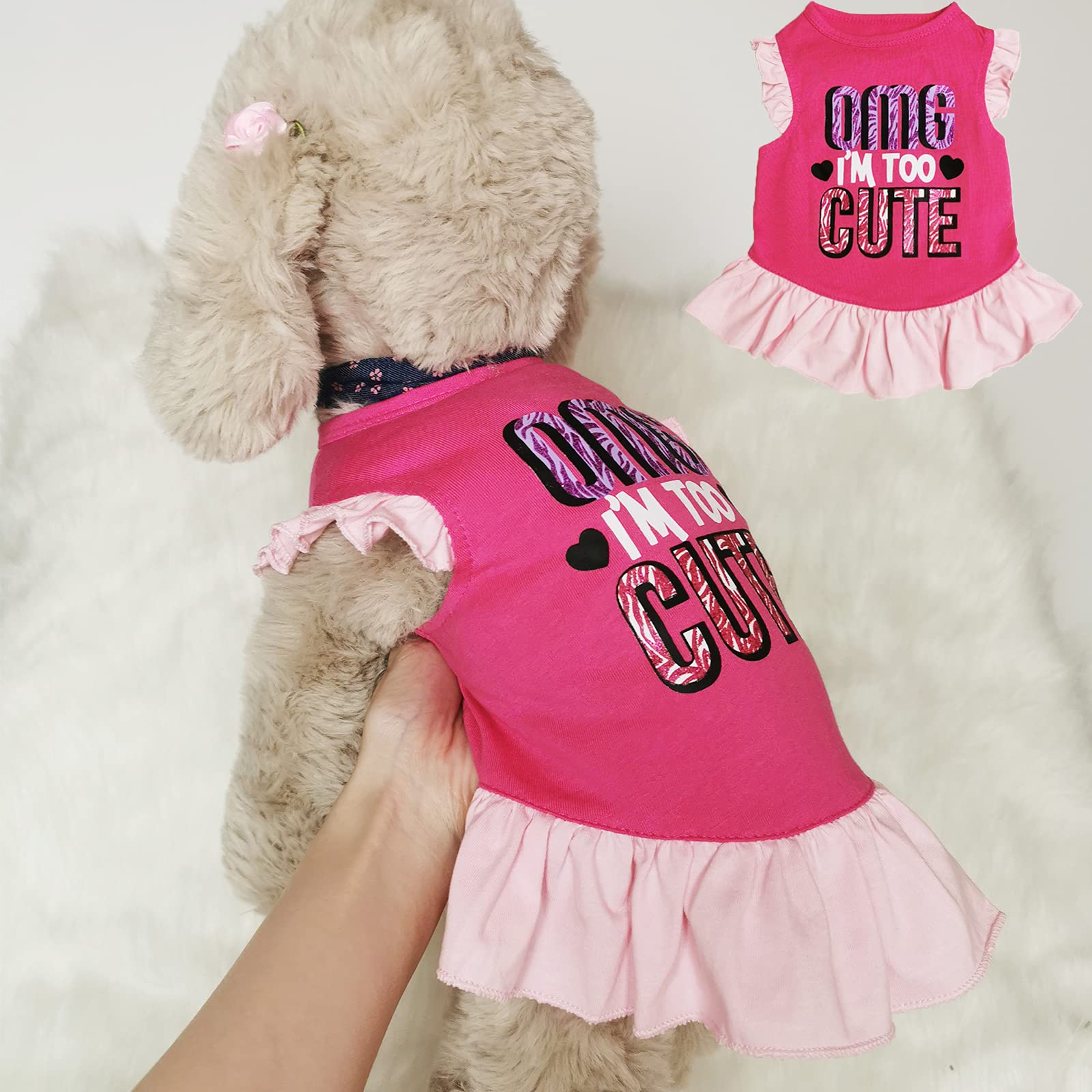 Xpudac 4 Pieces Pet Dog Dress Shirt Puppy Skirt Cute Doggie Dress Dog Summer Clothes Dog Apparel For Small Dogs And Cats (Pink Angel, Xx-Small(1-2 Lbs))