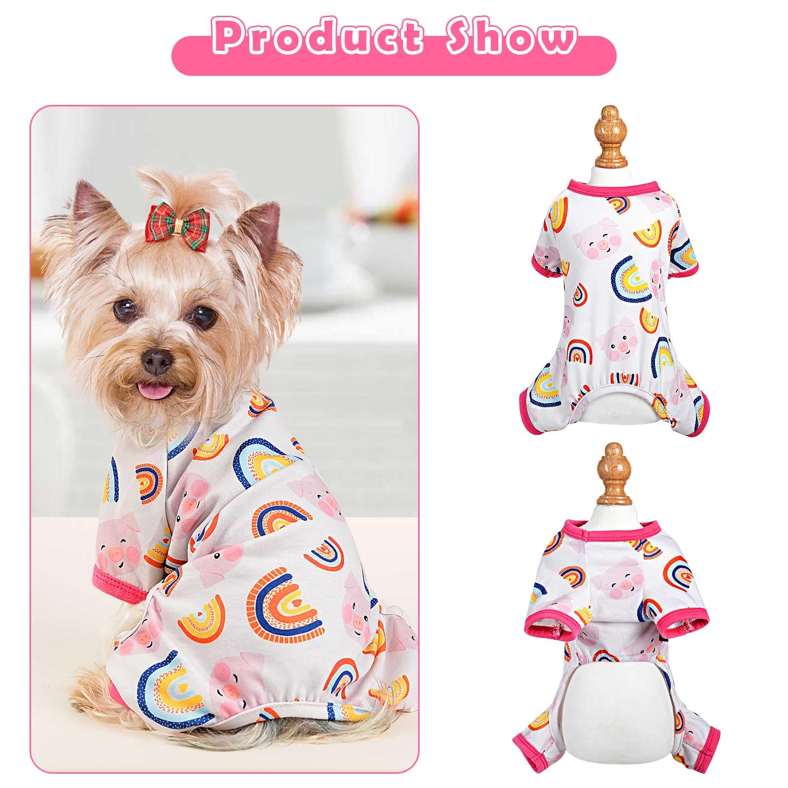 Dosuyi Dog Pajamas Spring Summer Pet Clothes For Small Dogs Girl Boy Soft Stretchy Puppy Clothes Cat Pjs Pet Jammies Outfit (Pin