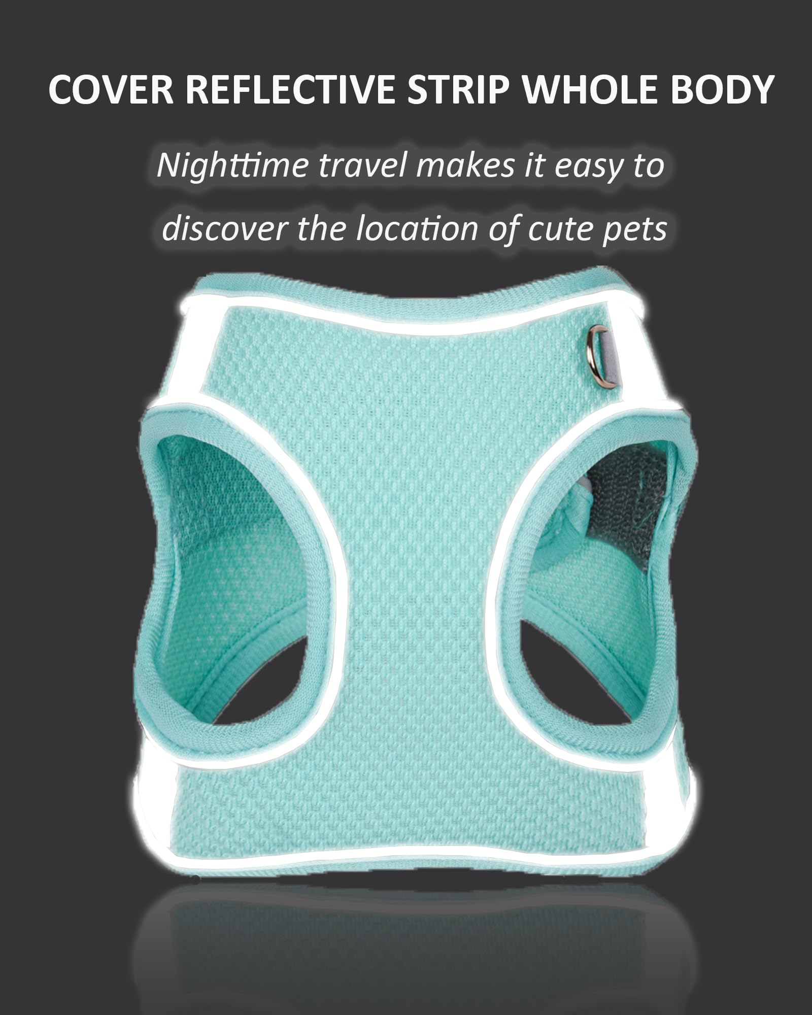 Solmoony Small Dog Harness - No Pull, Step-In, Mesh - Puppy Set (Green, Xs)