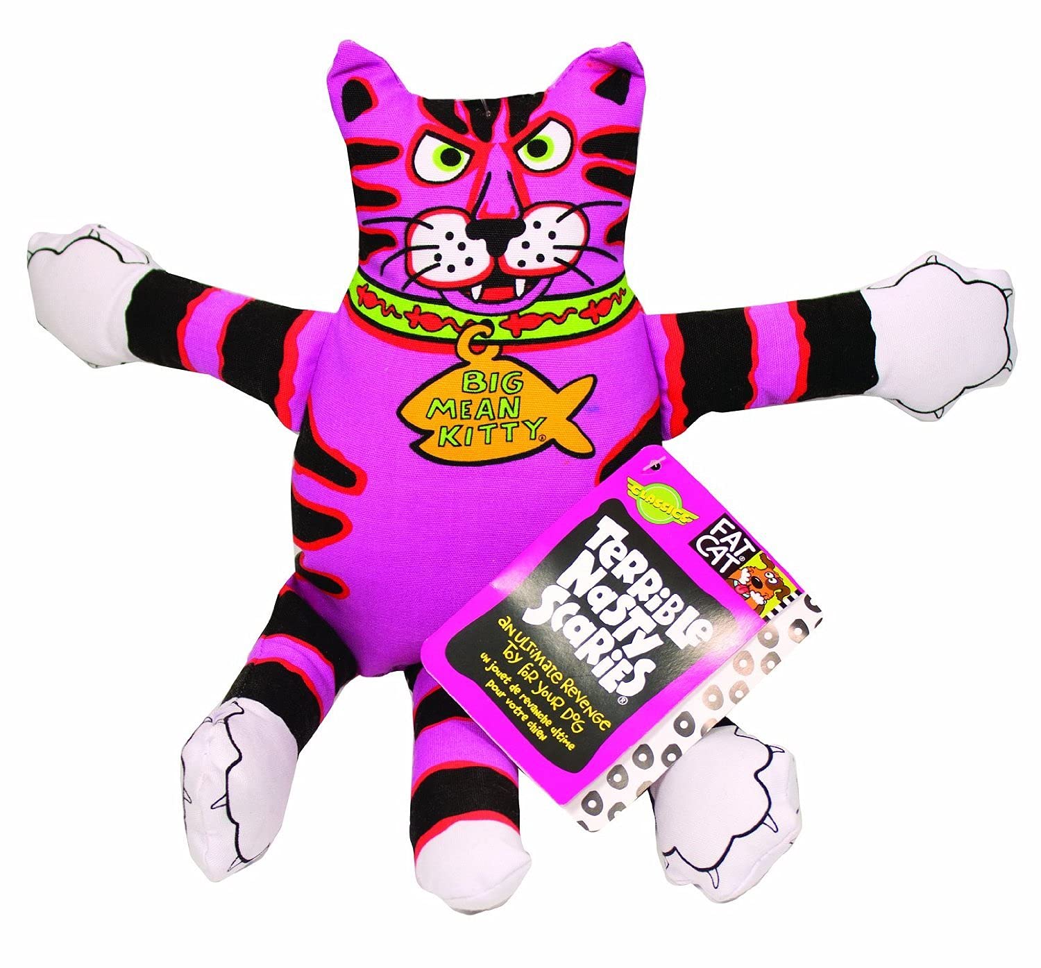 Fat Cat Multicolored Assorted Styles Canvas Squeak Dog Toy Small