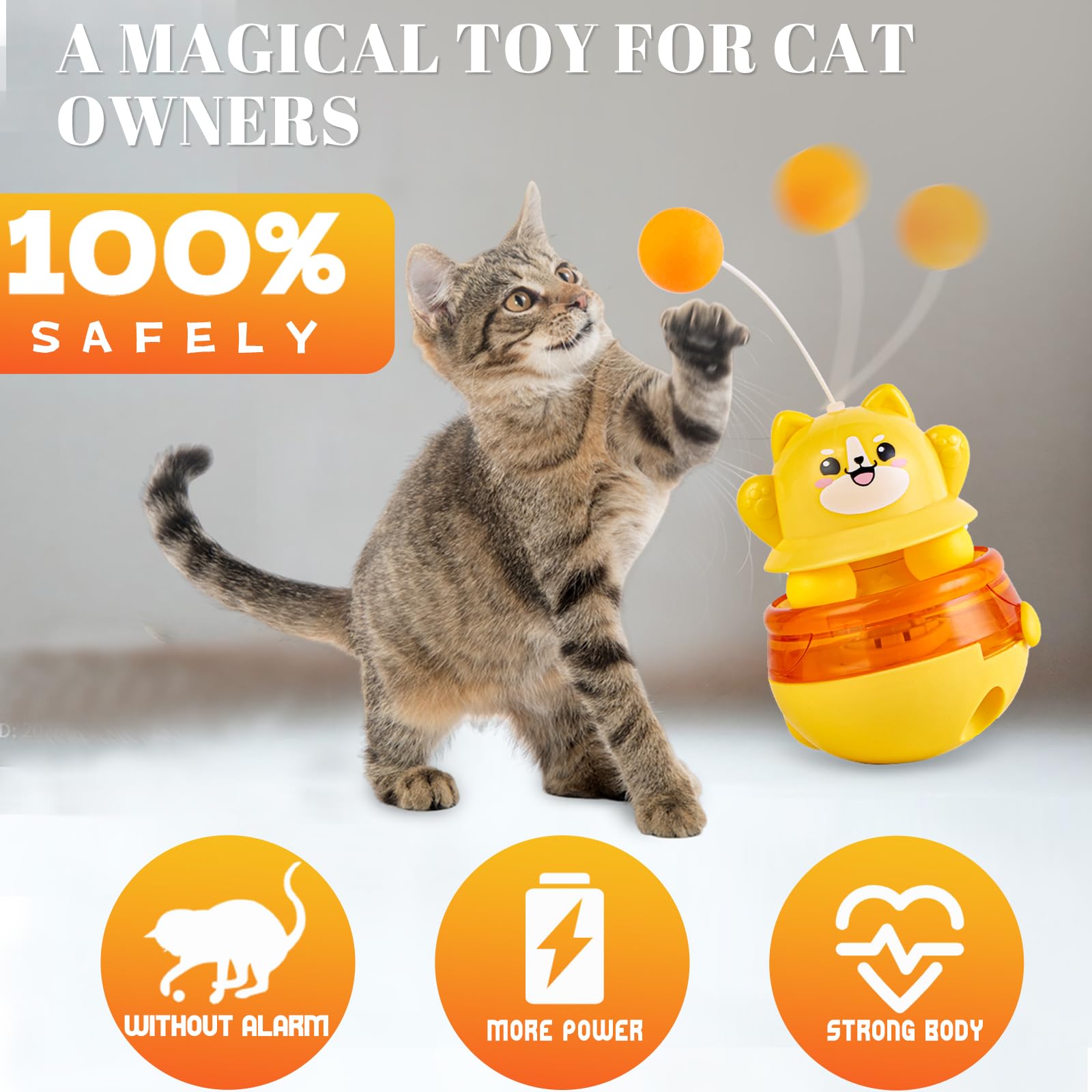 DONHUCHEP Interactive Cat Wobble Toy with Teaser Wand, Treat Dispensing Puzzle Feeder (No Treats Included), Enrichment Toy for I