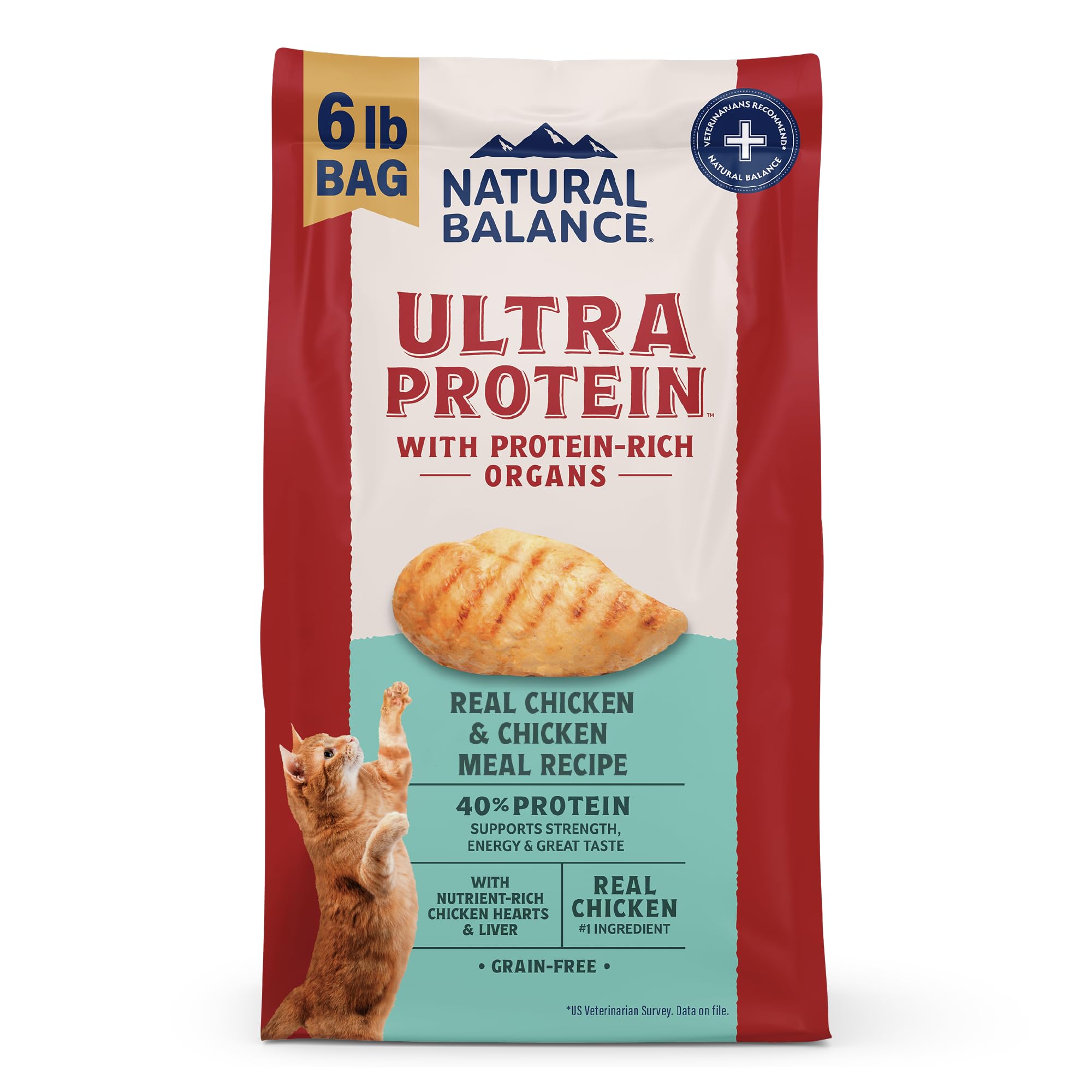 Natural Balance Ultra Protein Dry Cat Food, Real Chicken & Chicken Meal Recipe with Protein-Rich Organs - 6 lbs.