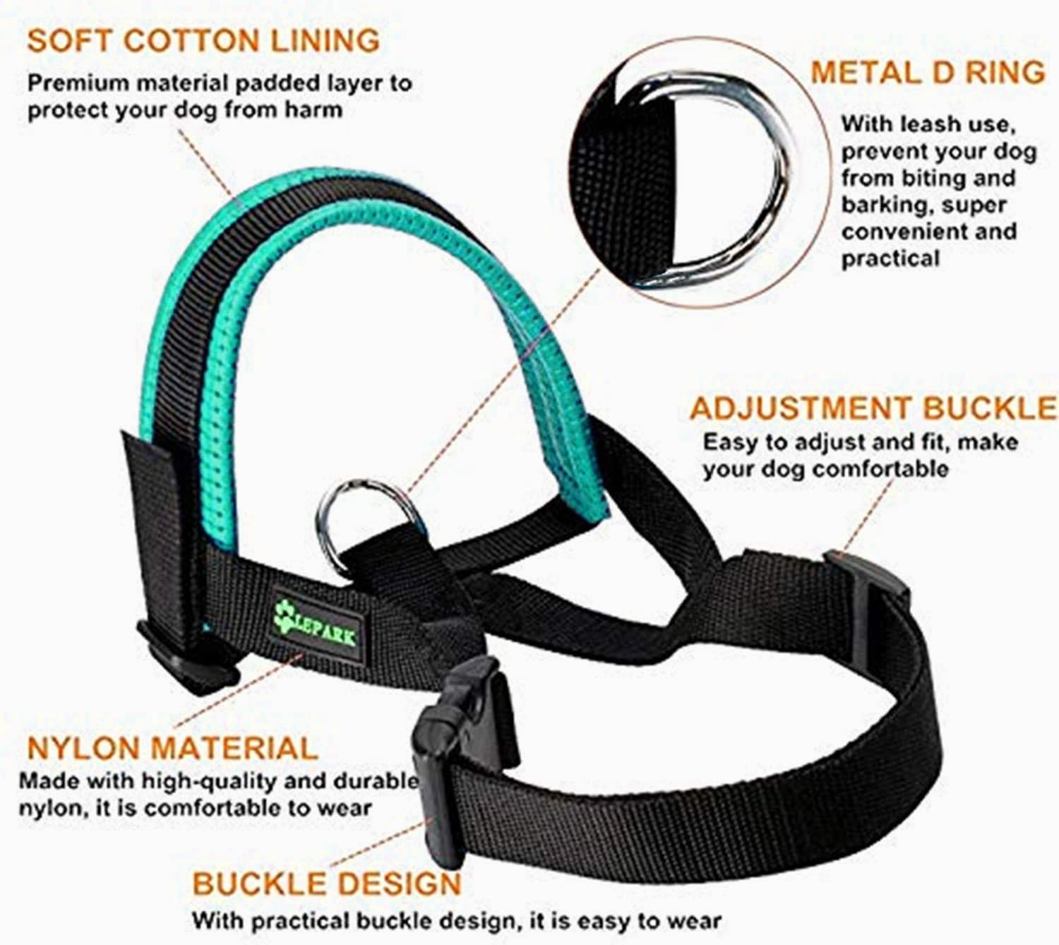 Nylon Dog Muzzle For Small,Medium,Large Dogs Prevent From Biting,Barking And Chewing,Adjustable Loop(S/Green)
