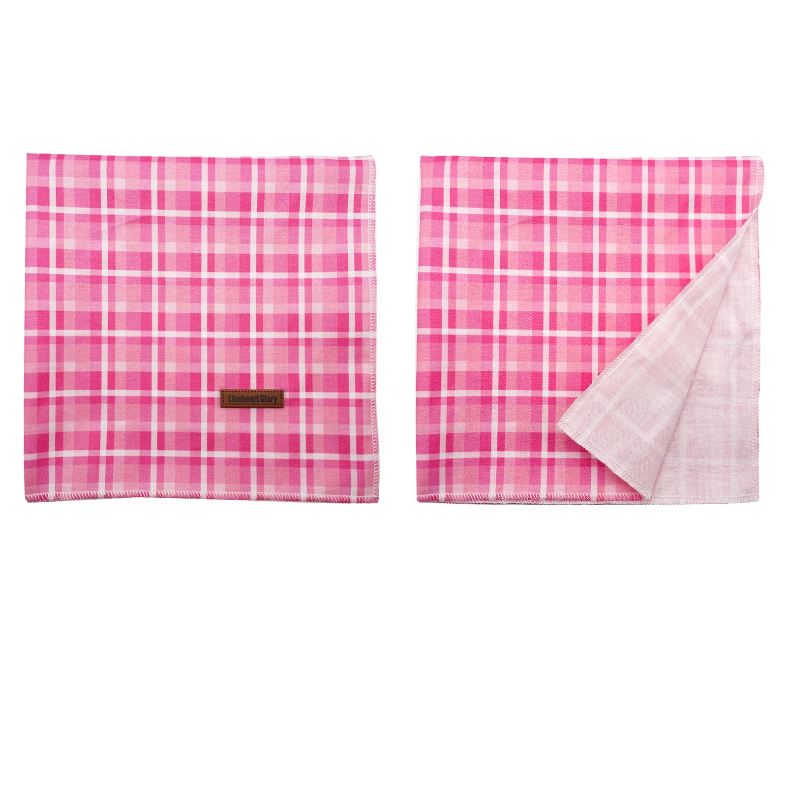 Lionheart Pink Plaid Dog Bandana - Washable Soft Dog Scarf, Square, Adjustable Bandana For Small Dogs