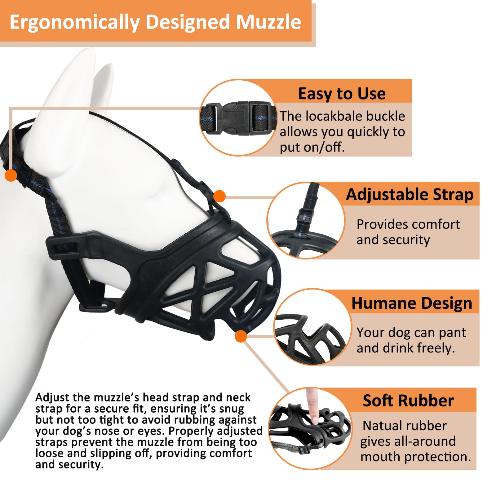 Dog Muzzle, Basket Muzzle For Biting, Chewing And Scavenging, Humane Cage Mouth Cover, Perfect For Grooming And Training Medium, Large Aggressive Reactive Dogs