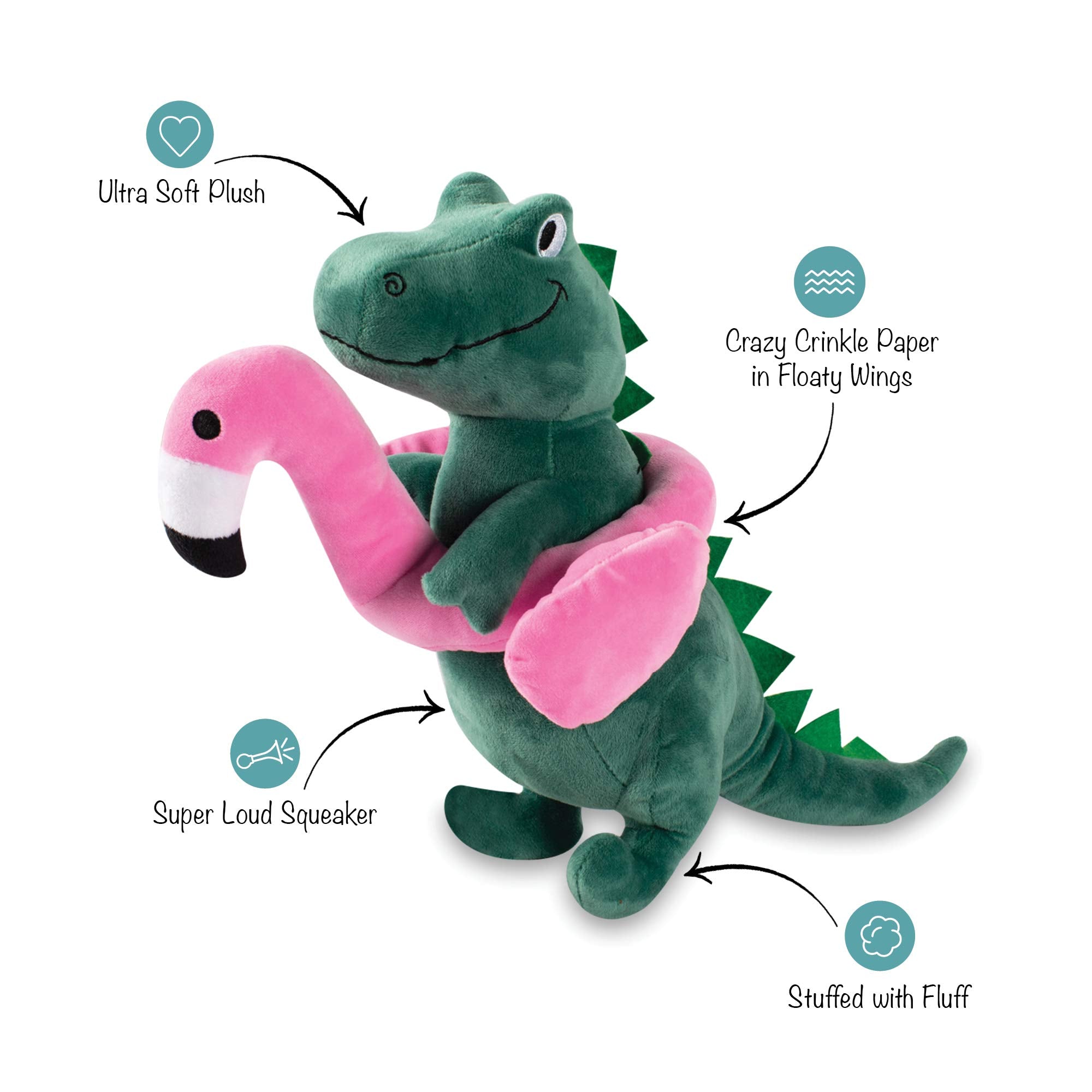 Fringe Studio T-Rex Squeaker Pet Toy, Plush Material, Fun Design, Model 728003