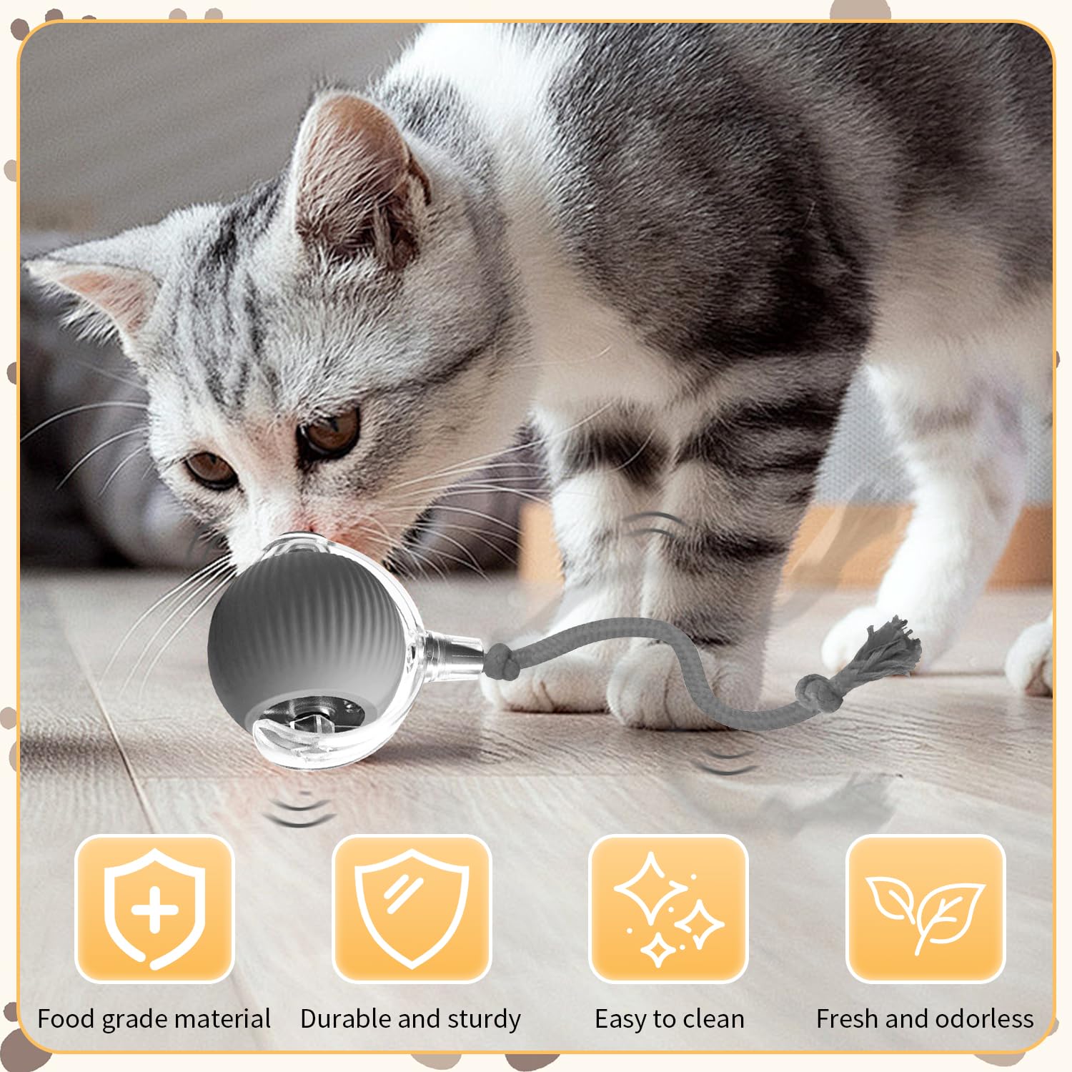 Mtlsttbd 2025 New Interactive Cat And Dog Toys - Motion Activated Fast Rolling Ball On Carpet, Smart Self-Moving Toy (Gray)
