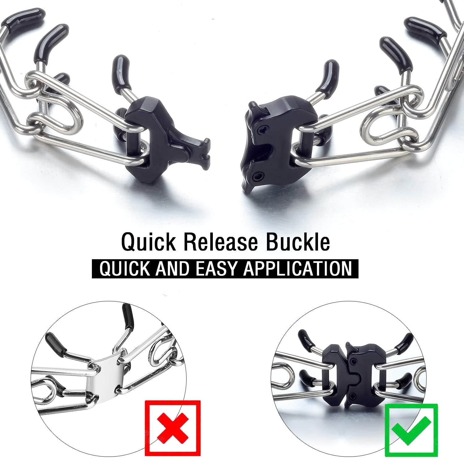 Fas Plus Dog Prong Collars, Prong Pinch Collar For Dogs With Quick Release Buckle No Pull Choke Collar Adjustable Stainless Stee