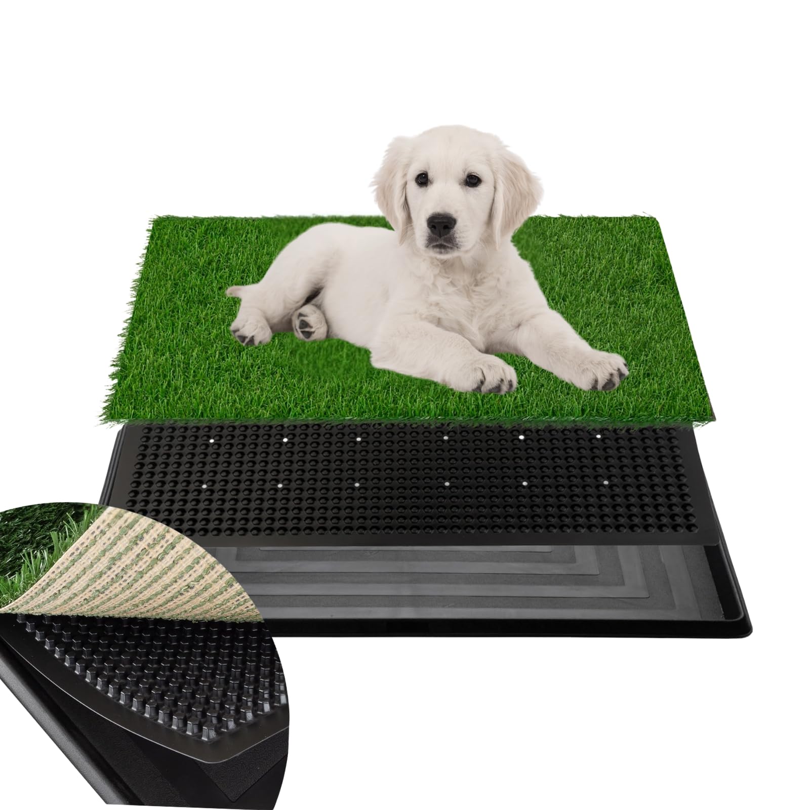 Fluffydream Artificial Grass For Dog Potty - 16 X 20 Inch,Strong Absorbency Grass Pad With Tray, Dog Potty Training Pad Litter B