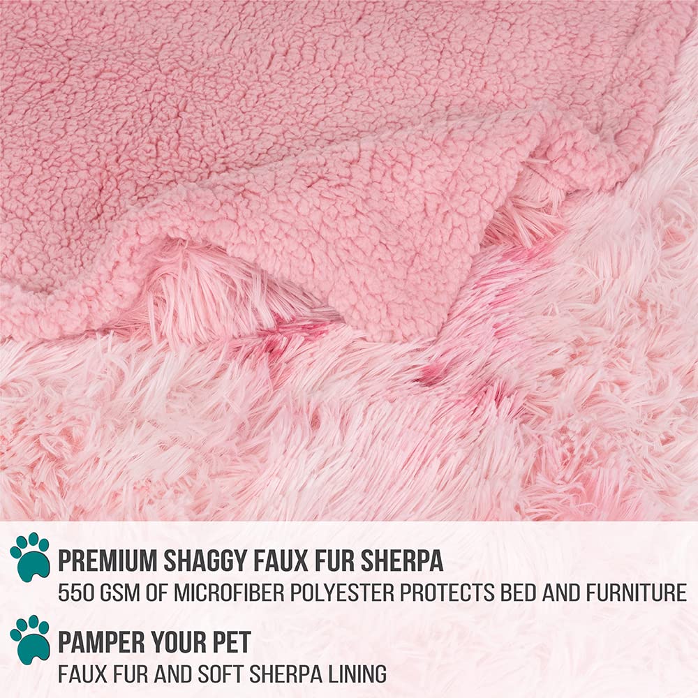 Petami Waterproof Dog Blanket For Small Medium Dog, Puppy Pet Blanket Couch Cover Protection, Sherpa Fleece Fuzzy Cat Blanket Throw Sofa Bed Furniture Protector Reversible Soft, 29X40 Tie-Dye Pink