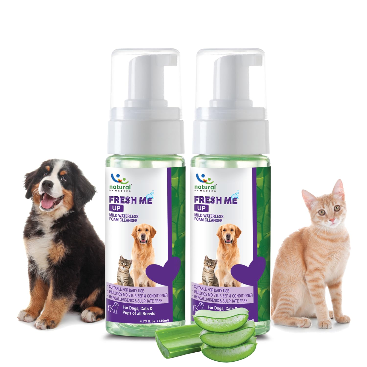 Natural Remedies Fresh Me Up Mild Waterless Foam Cleanser Dry Shampoo For Dogs, Cats Of All Breeds, Moisturizer & Conditioner, P