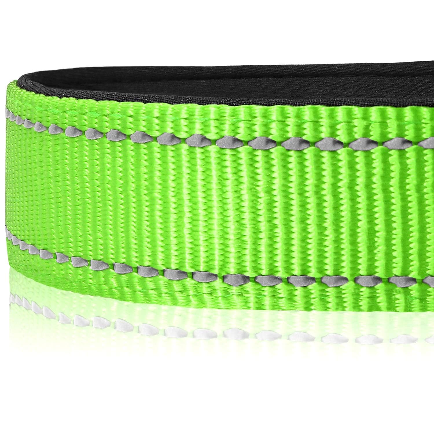 Joytale Reflective Dog Collar,Soft Neoprene Padded Breathable Nylon Pet Collar Adjustable For Extra Large Dogs,Green,Xl