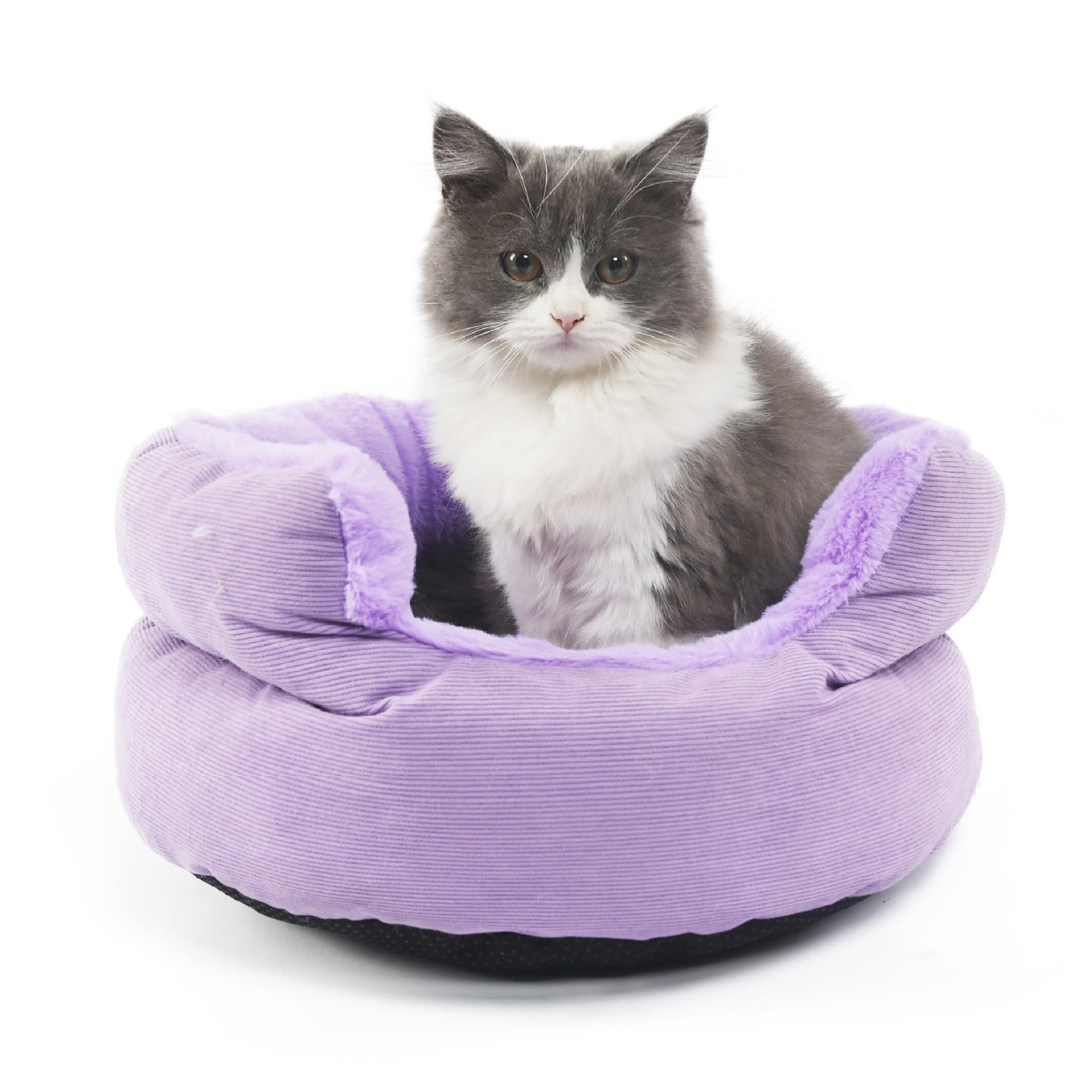 Ligh Purple Dog Bed Xs Washable Round Cat Beds For Indoor Cats, Washable Pet Bed For Puppy And Kitten With Slip-Resistant Bottom