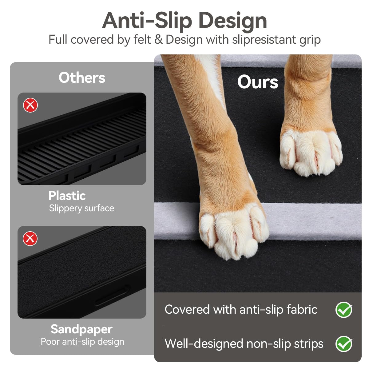 PawGiant Portable Dog Ramp for Bed, 39.4 L x 16.9 W Extra Wide Wooden Pet Ramp for Large Small Dogs, 5 Adjustable Heights from 1