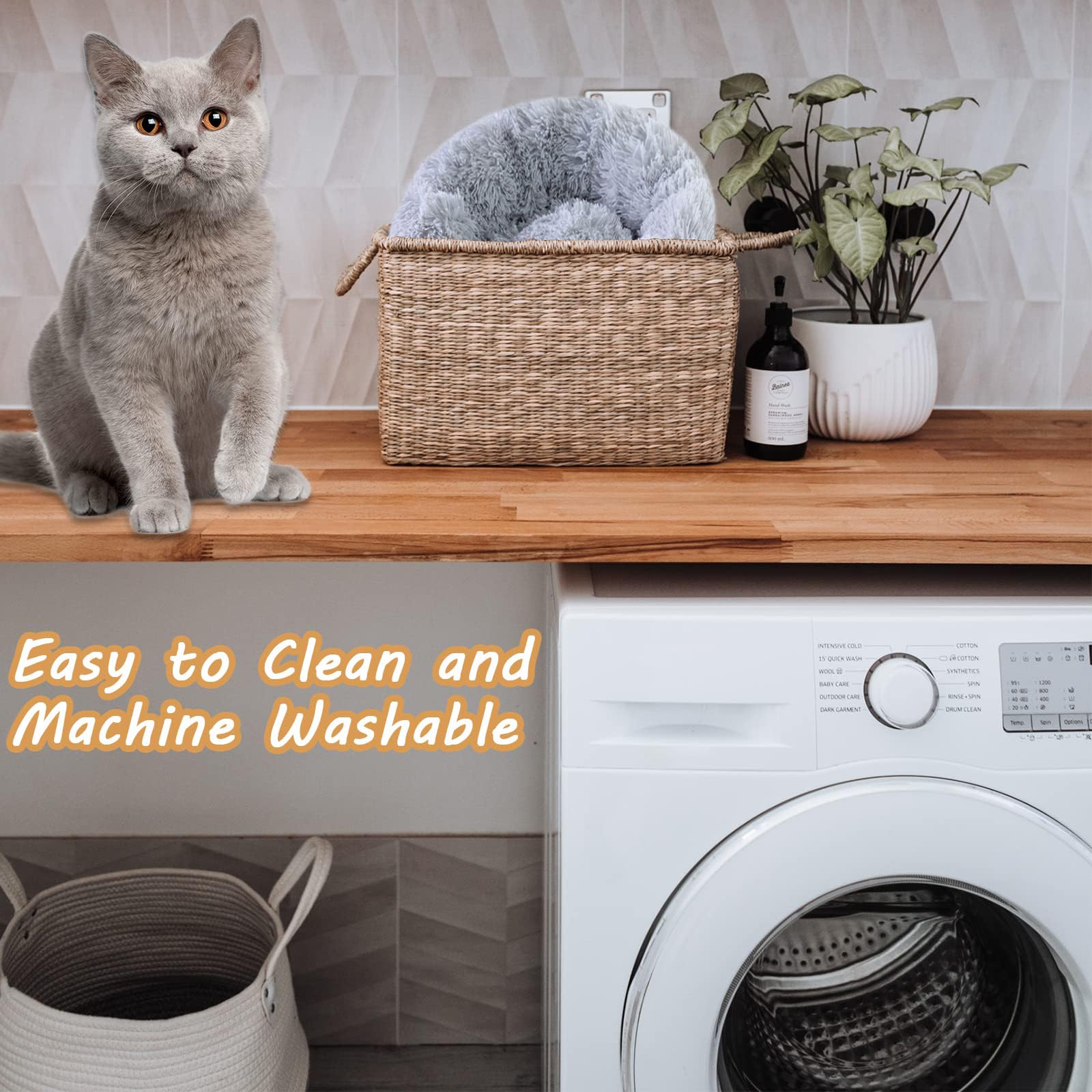 Nisrada Cat Beds For Indoor Cats,15.7 Inch Dog Bed For Small Melium Large Dogs, Washable-Round Pet Bed For Puppy And Kitten With Slip-Resistant Bottom