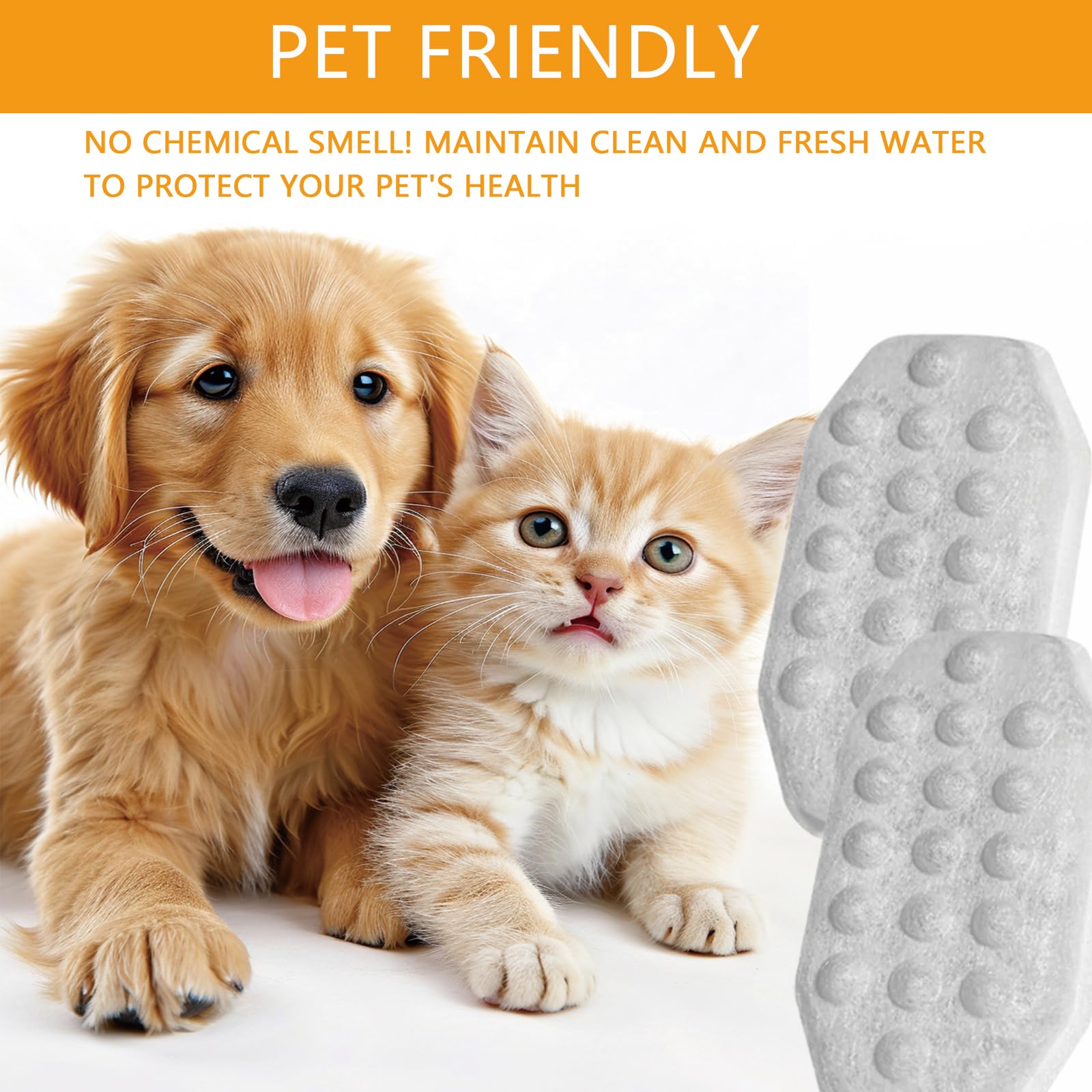 16Pack Cat Water Fountain Filters with 16 Pack Pre-Filter Sponges for Rellaty and Neareal 3.2L/108oz Cat Water Fountain Automati