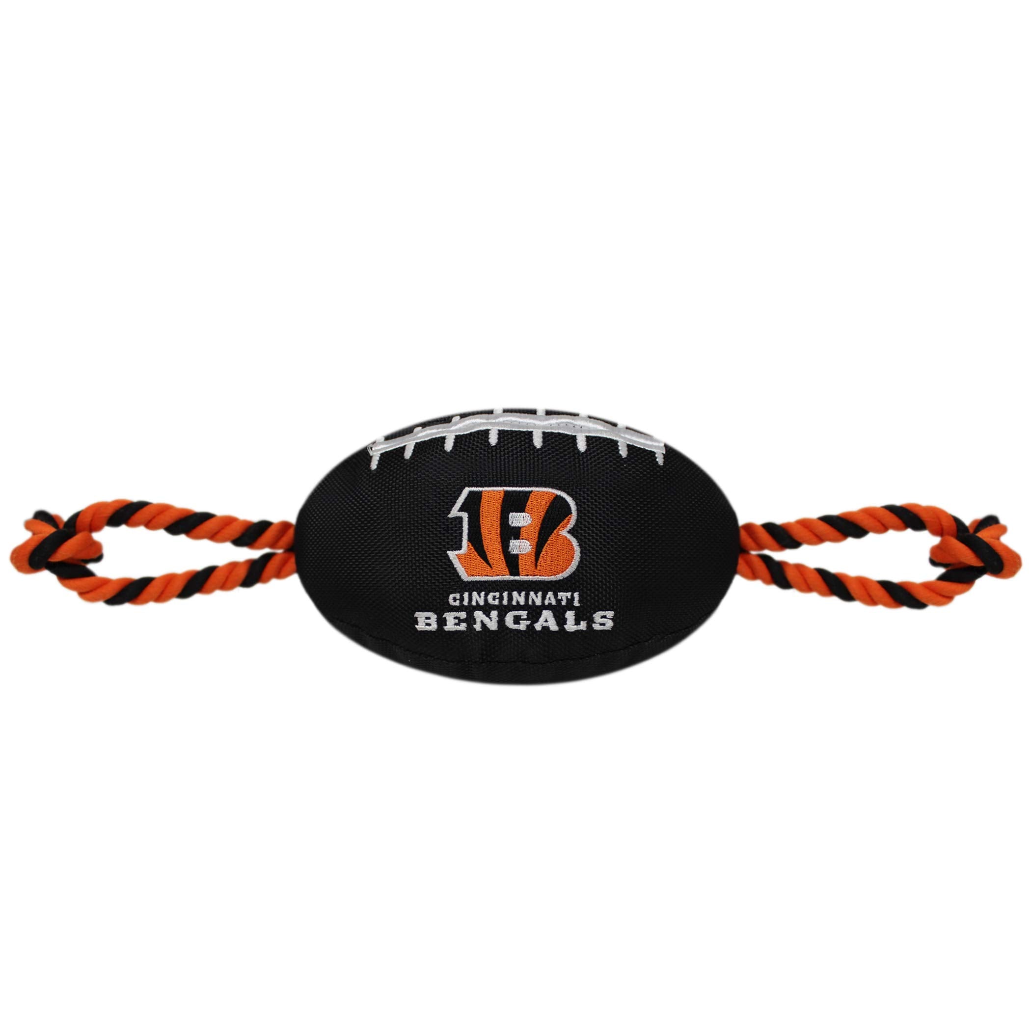 Pets First NFL Cincinnati Bengals Dental Dog TUG Toy with Squeaker. Tough PET Toy for Healthy Fun, Teething, & Cleaning Pet's Te