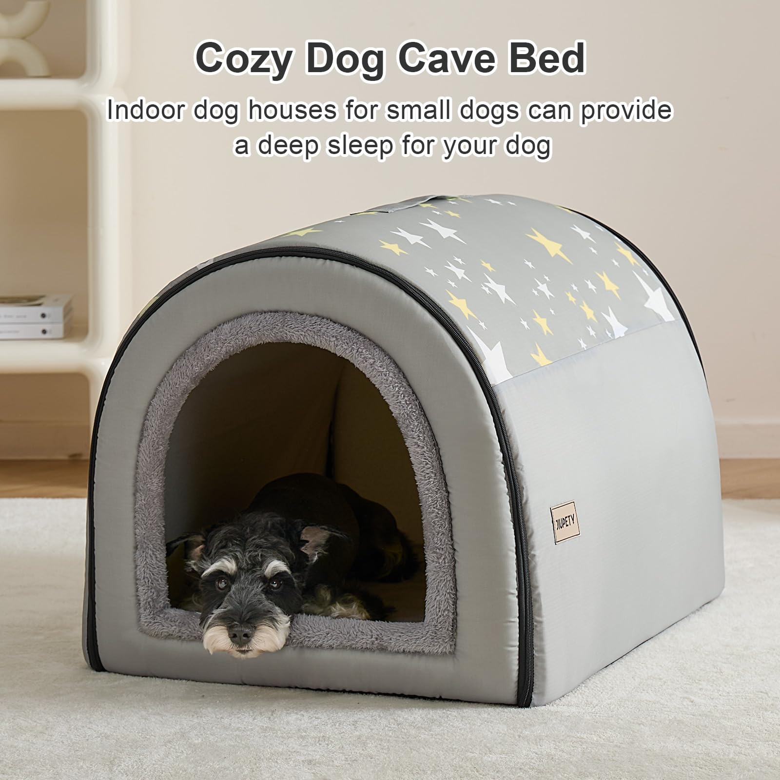 Jiupety Indoor Dog House, 2-In-1 Portable Foldable House Bed With Cover, Pet Tent & Cave Bed For Medium Dogs, Xl(29'  21'  20'