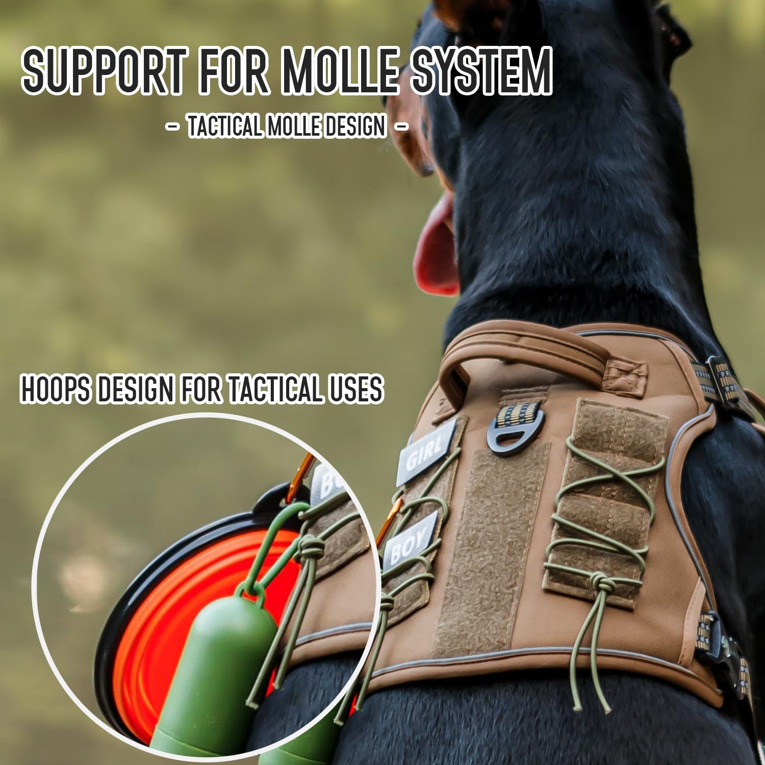 Dnallrino Tactical Dog Harness For Medium Large Dogs, Heavy Duty Dog Harness With Id Card, Reflective Harness For Training Easy