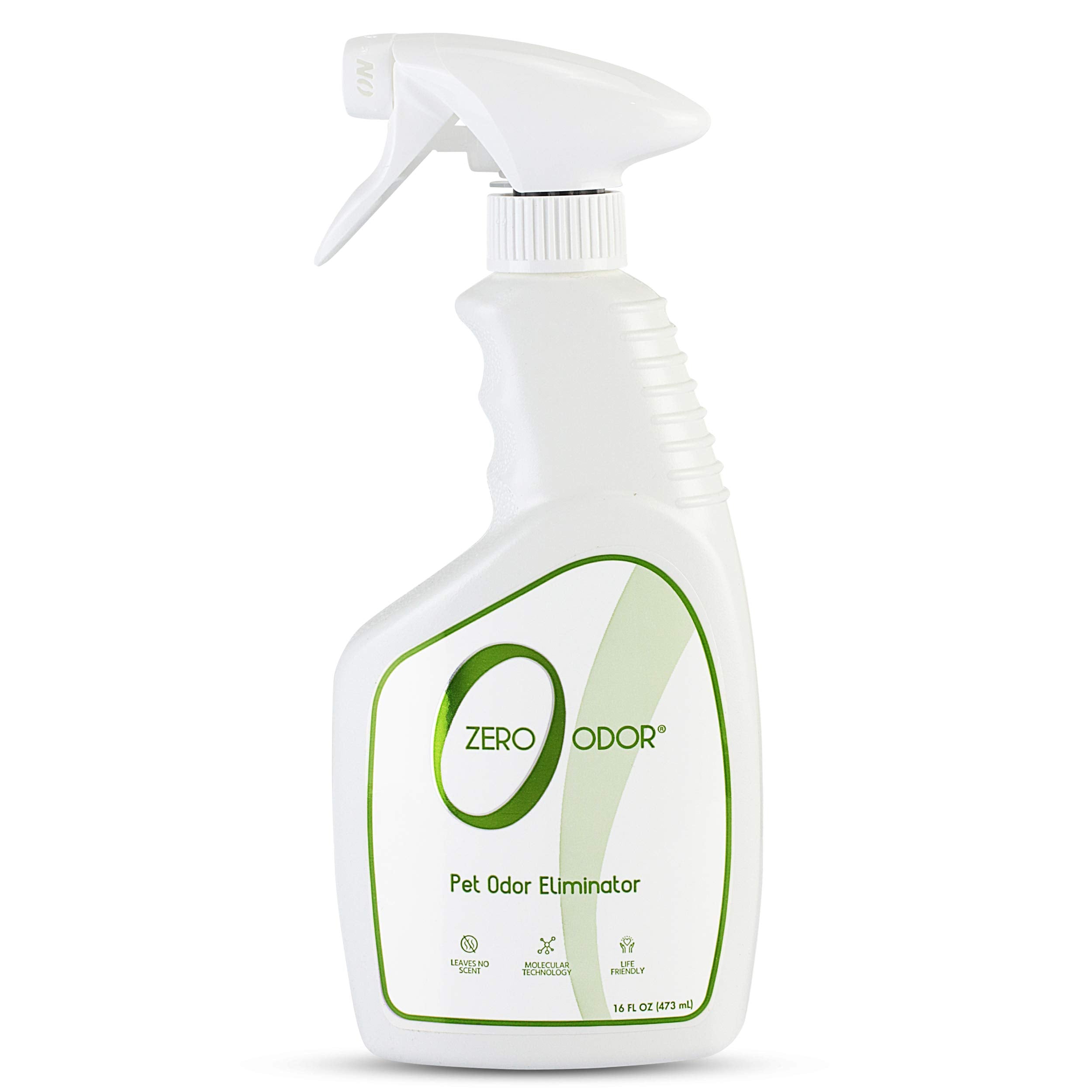 Zero Odor - Pet Odor Eliminator For Strong Odor, Eliminate Air & Surface Odors – Patented Molecular Technology Best For Carpet, Furniture, Beds Smell Great Again (Over 400 Sprays Per Bottle)