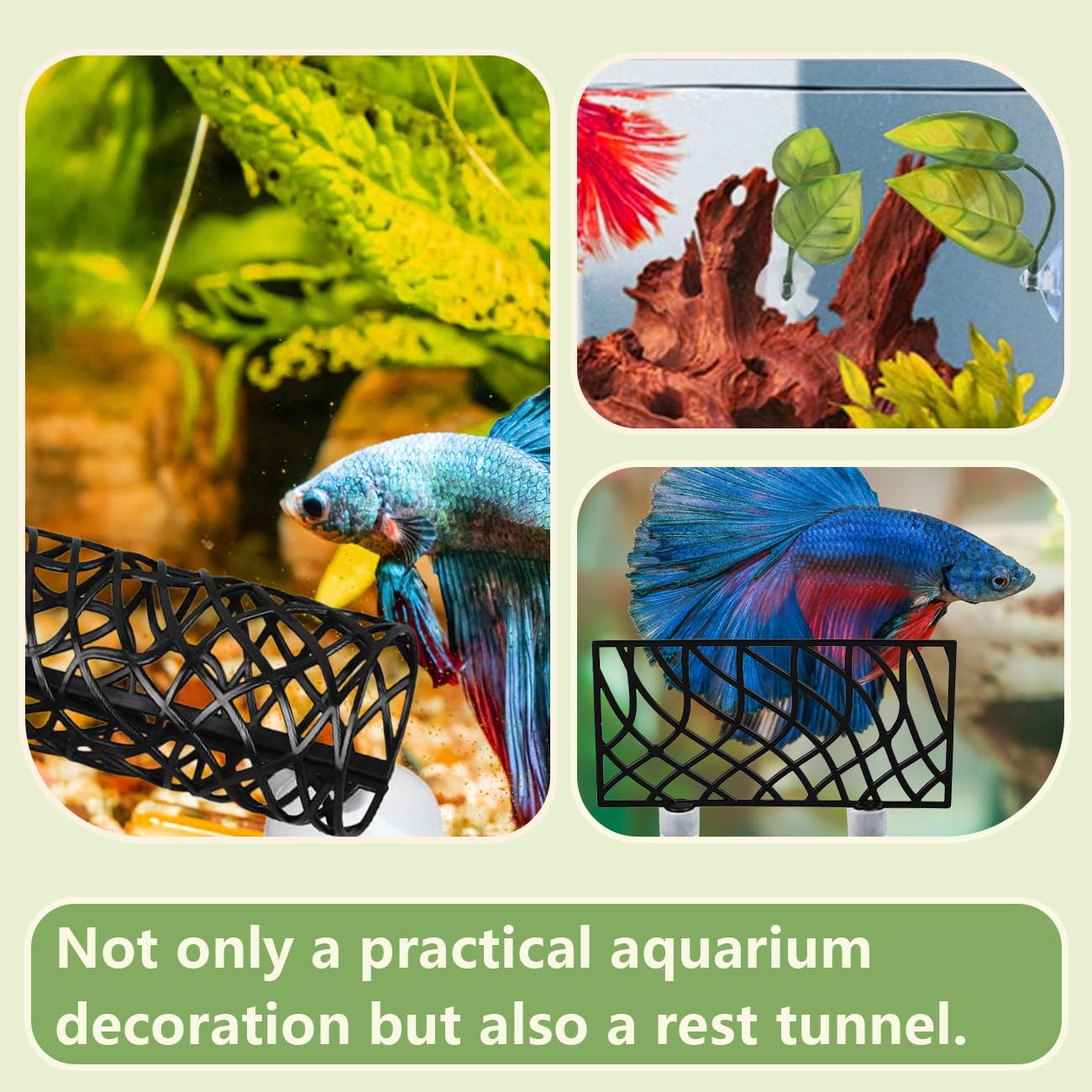 Betta Fish Tunnel Tube Betta Fish Toys Fish Tank Accessories Betta Fish Leaf Pad for Betta Hammock Tube House Small Fish Shrimp