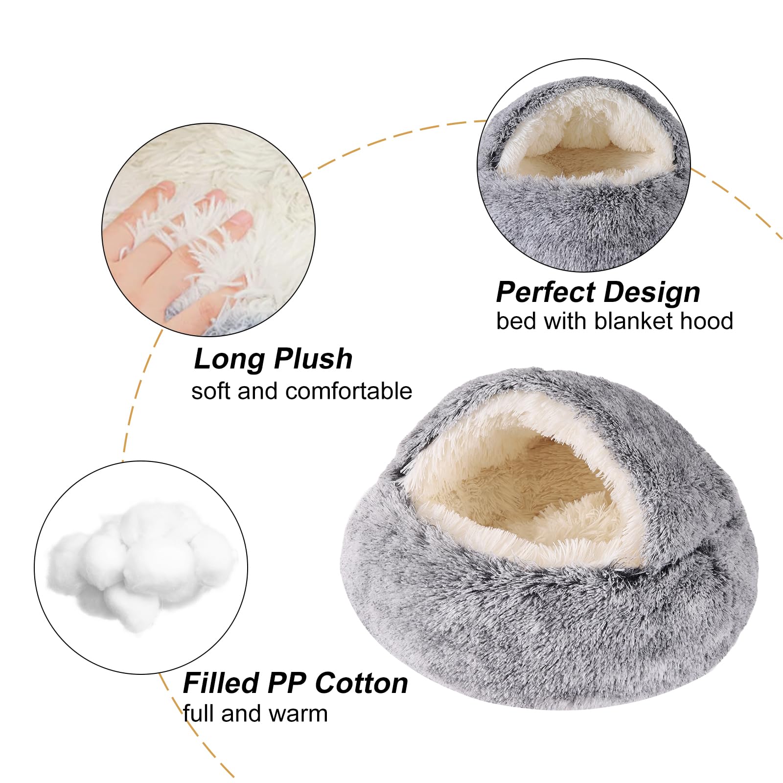 Dog Beds For Small Dogs, Cat Bed Cave, Washable Cute Cat Bed, Cozy Nook Pet Bed For Dogs Or Cats, Anti-Slip Puppy Bed Fits Up To