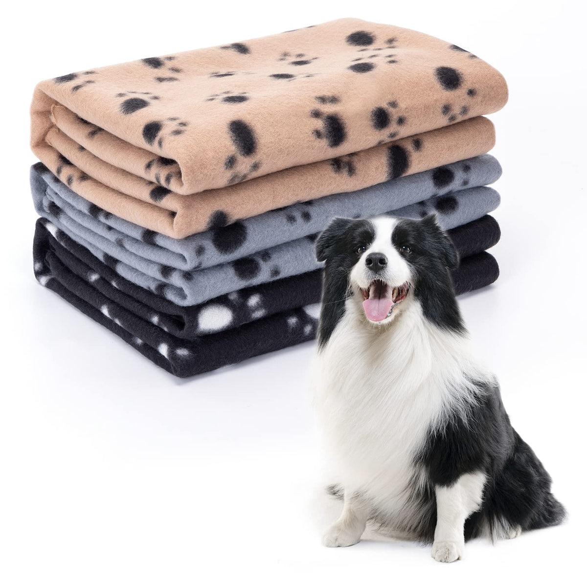 Nobleza 3 Pack Dog Blanket, Super Soft Puppy Carpet With Cute Paw Prints, Fluffy Premium Warm Dog Cover For Couch Protection, 40