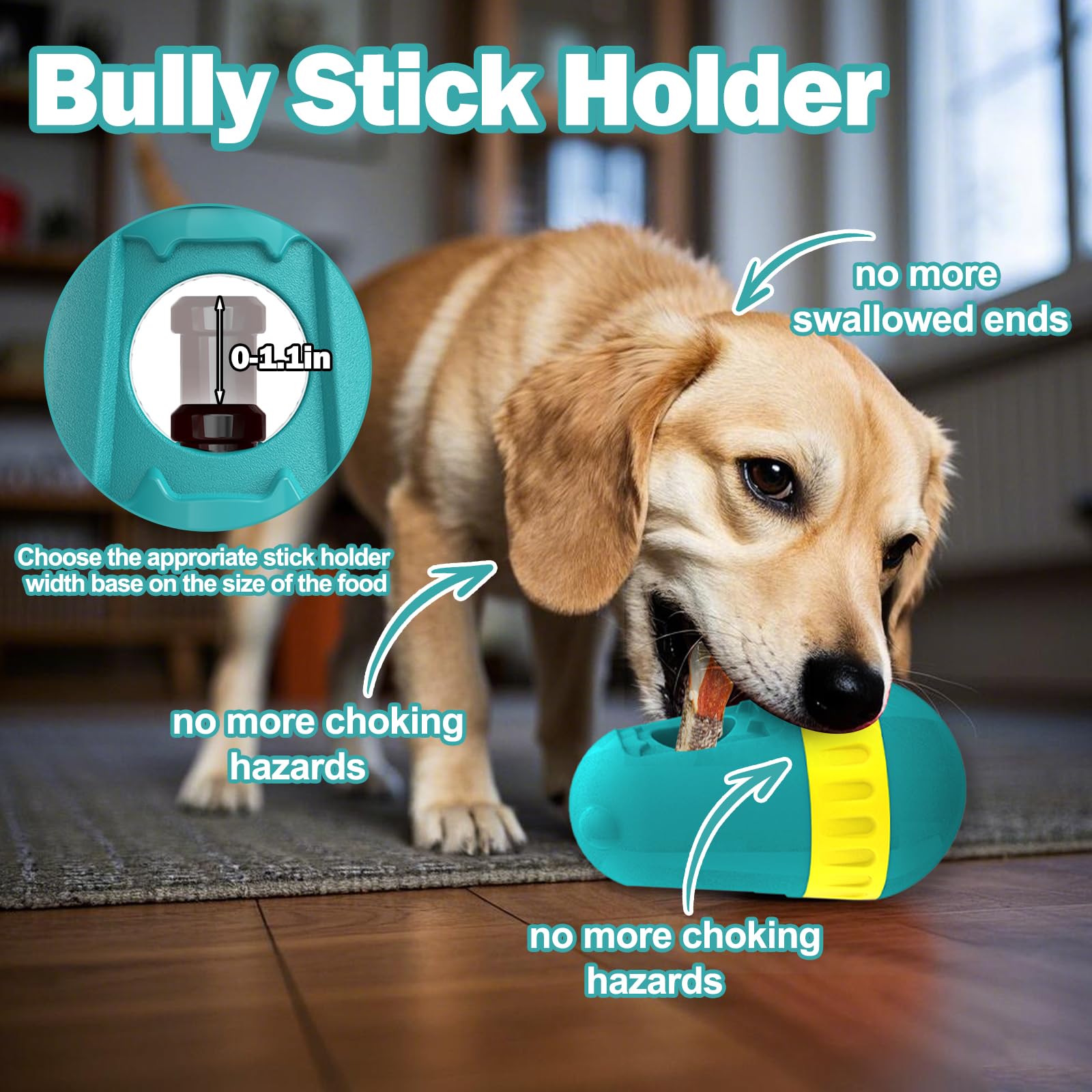 2 In 1 Treat Dispensing Dog Toys, Adjustable Puzzle Feeder Dog With Bully Stick Holder For Small/Medium/Large Dogs, Interactive