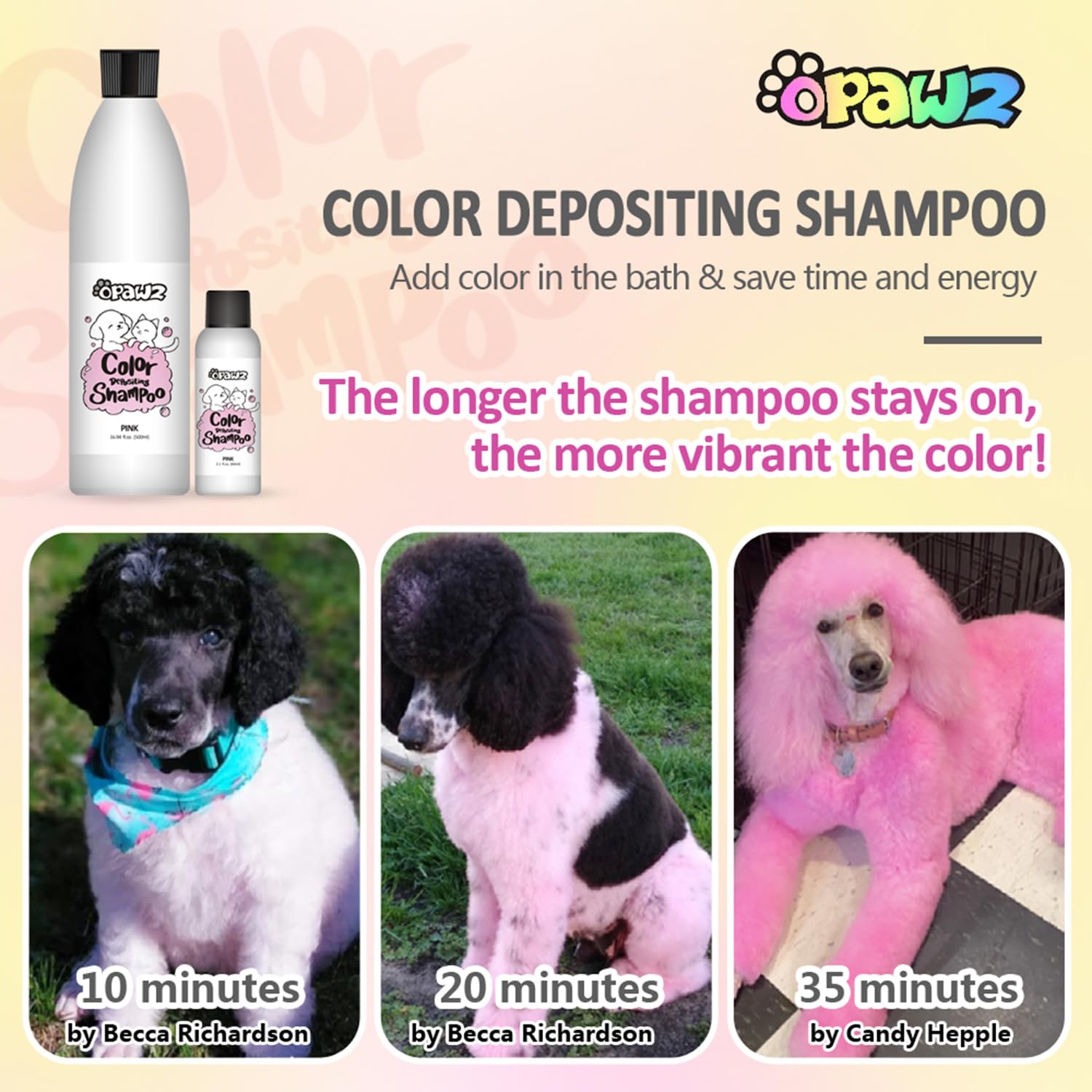 Opawz Color Depositing Shampoo For Dogs, Semi-Permanent Hair Dye Coloring, Non-Toxic Colorwash For Pets (Vivid Pink, 2.1 Fl.Oz /