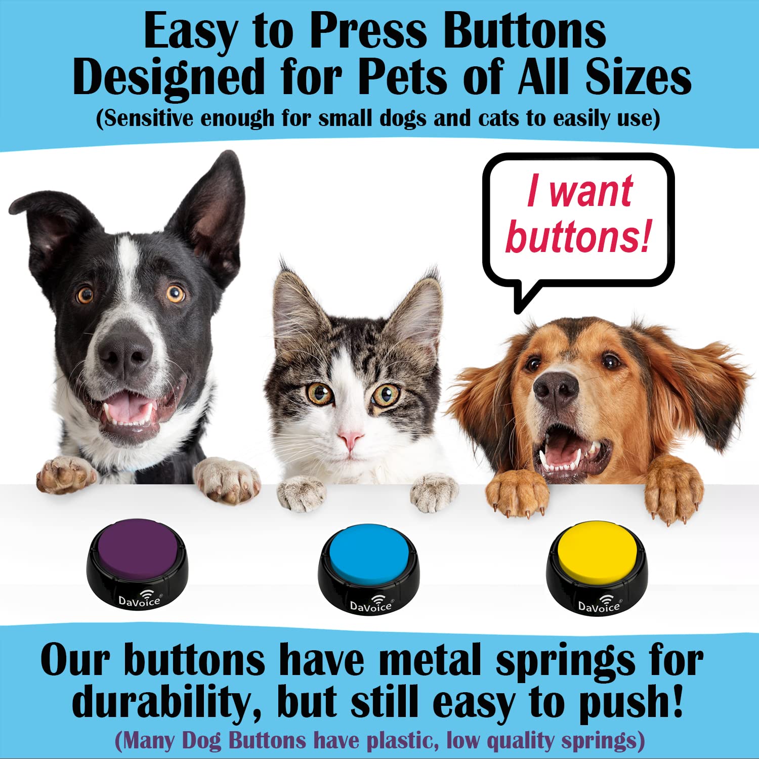 DaVoice Cat & Dog Buttons for Communication, Recordable Buttons for Cats & Dogs Communication, Cat & Dog Talking Pet Button Star