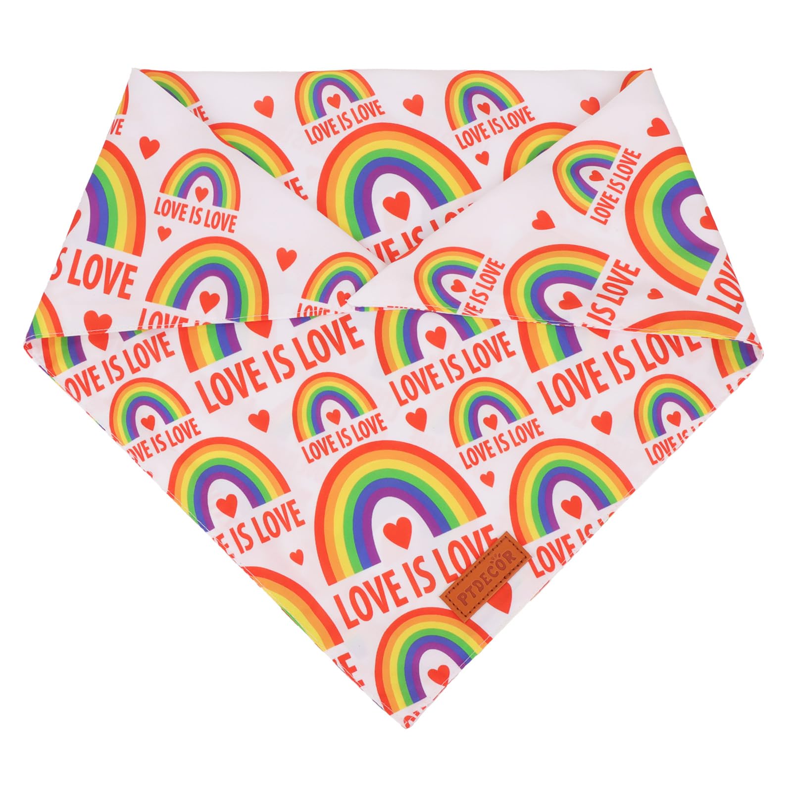 Ptdecor Rainbow Dog Bandanas Pride Day, Multi Size,Love Is Love    Pet Scarf Reversible Triangle Lgbt+ Rainbow Bandanas For Smal